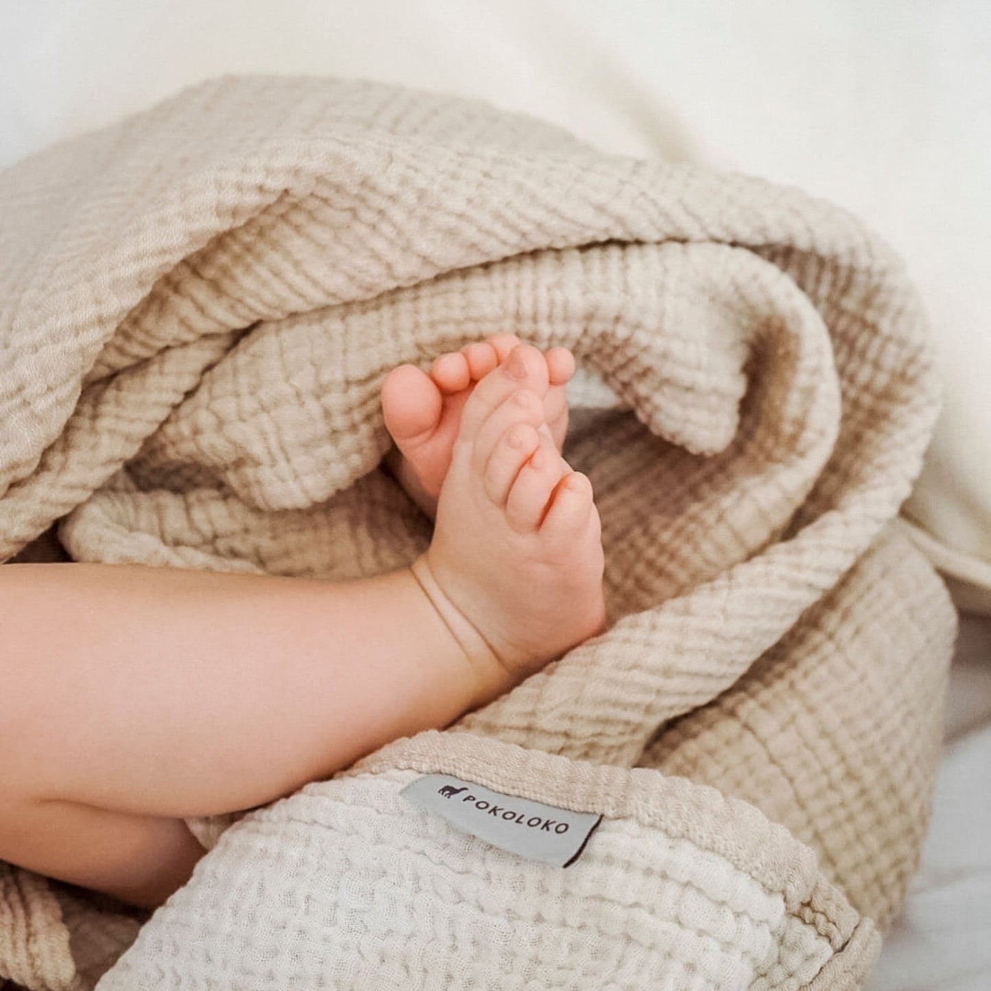 POKOLOKO Crinkle Cotton Baby Blanket #color_crinkle-beige