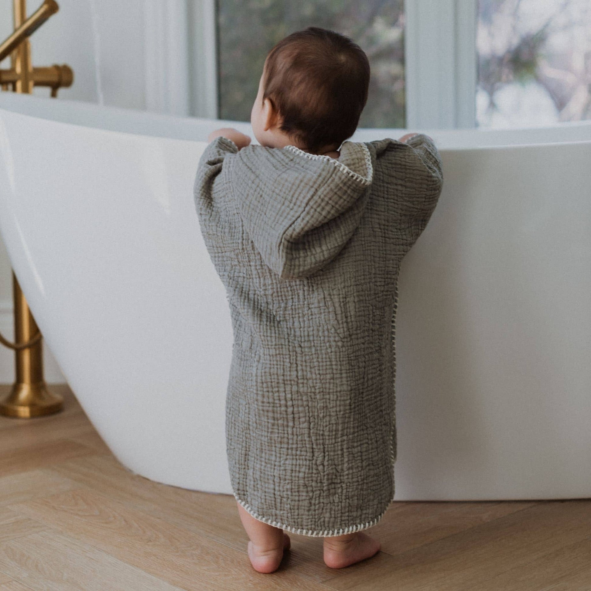 POKOLOKO Crinkle Kids Poncho #color_moss