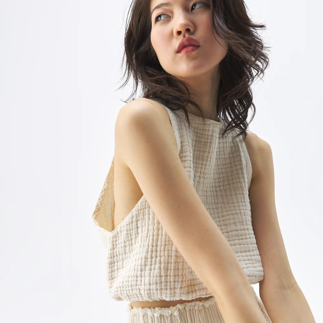 POKOLOKO Crinkle Keyhole Tank #color_crinkle-cream