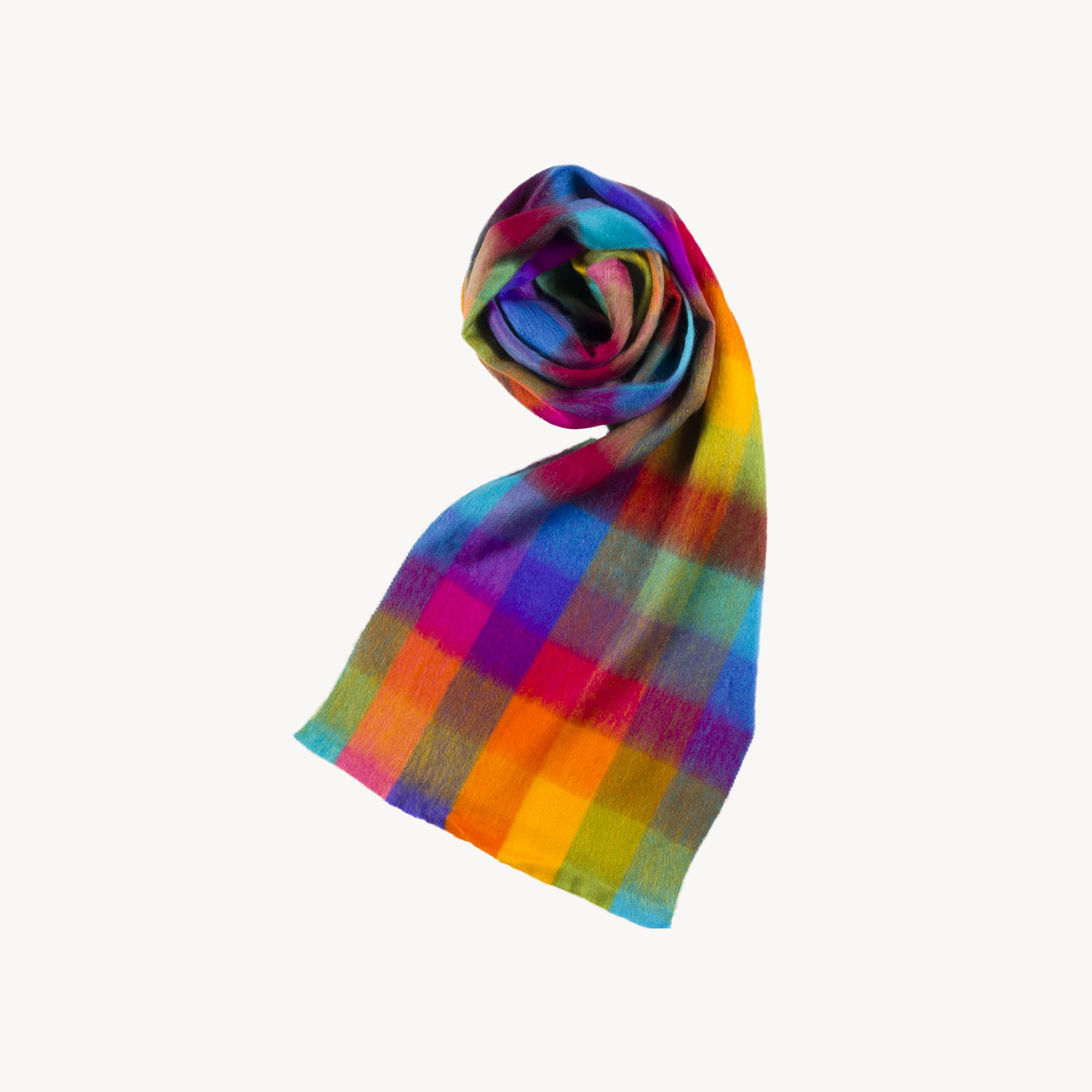 POKOLOKO Alpaca Seamless Check Scarf #color_multicolor-check