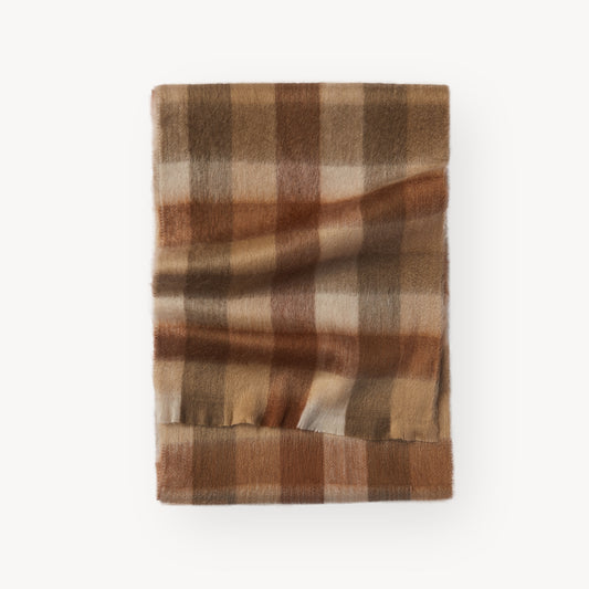 POKOLOKO Alpaca Seamless Check Scarf #color_cinnamon-check