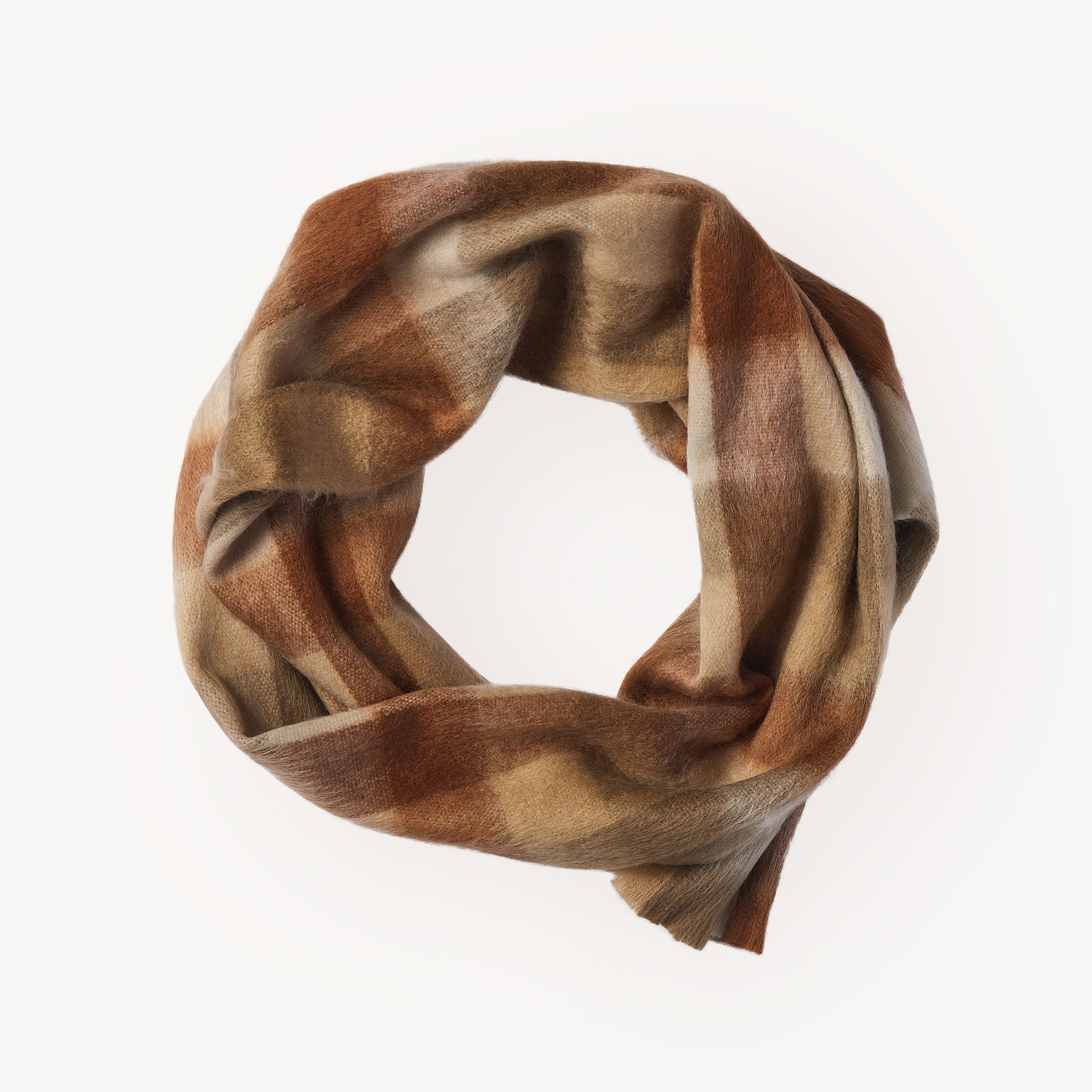 POKOLOKO Alpaca Seamless Check Scarf #color_cinnamon-check