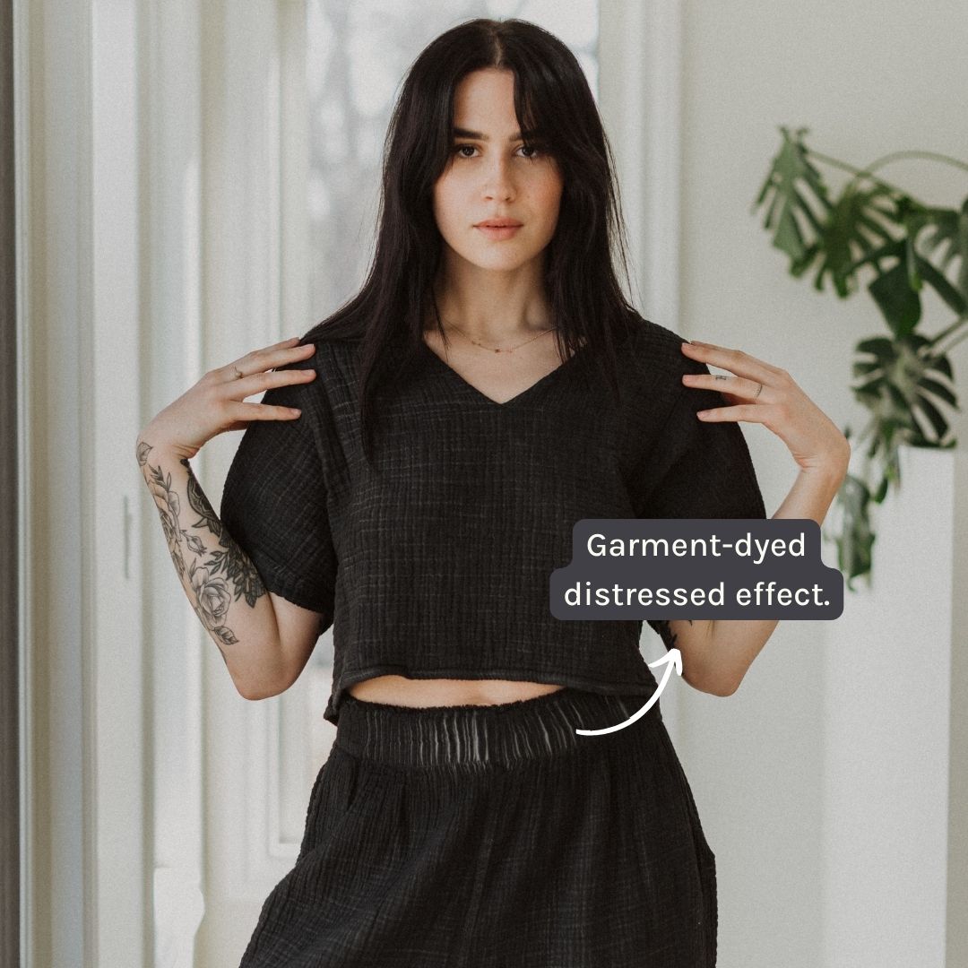 POKOLOKO Crinkle Palazzo Pants #color_crinkle-black