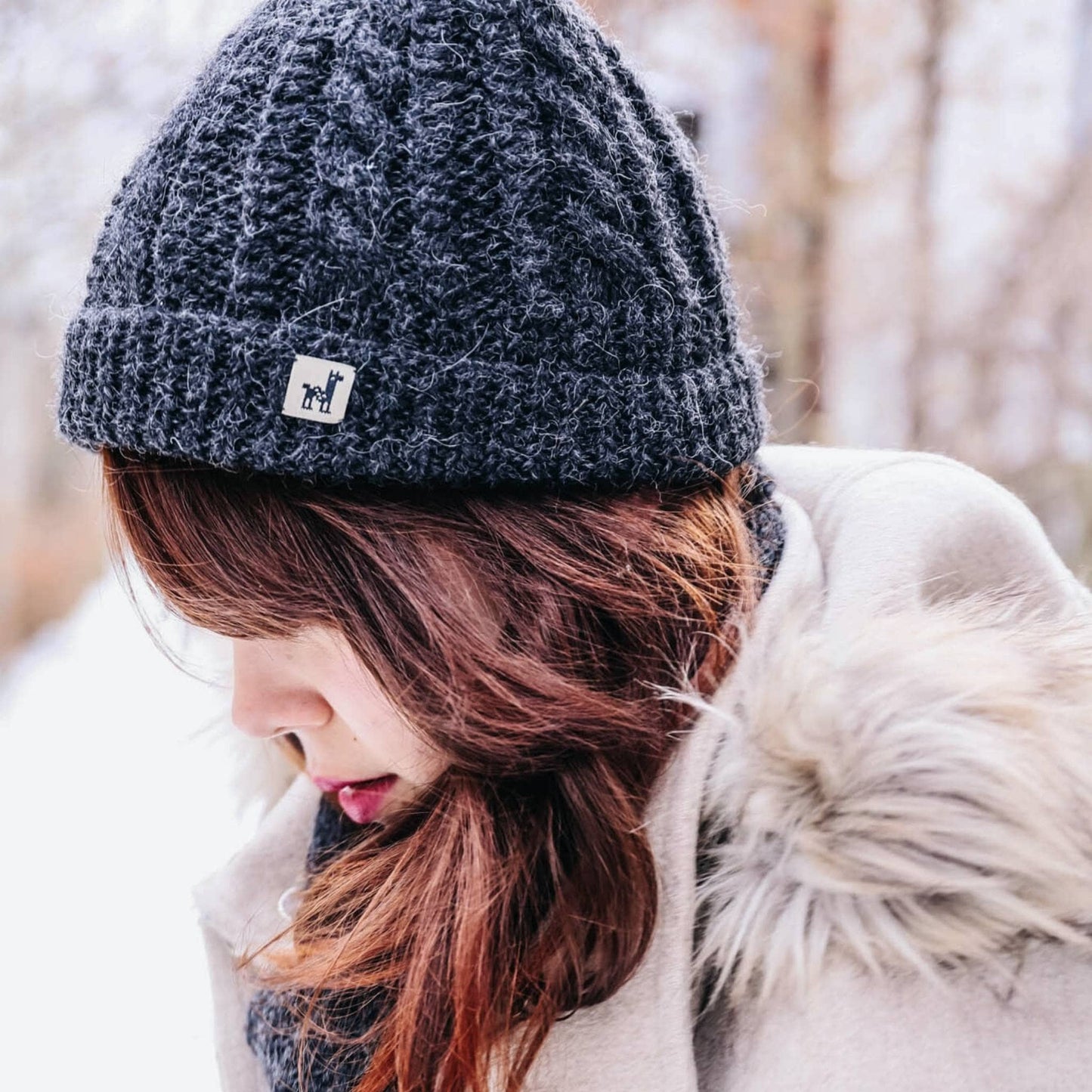 POKOLOKO Hand-Knit Alpaca Beanie Toque #color_charcoal-hand-knit
