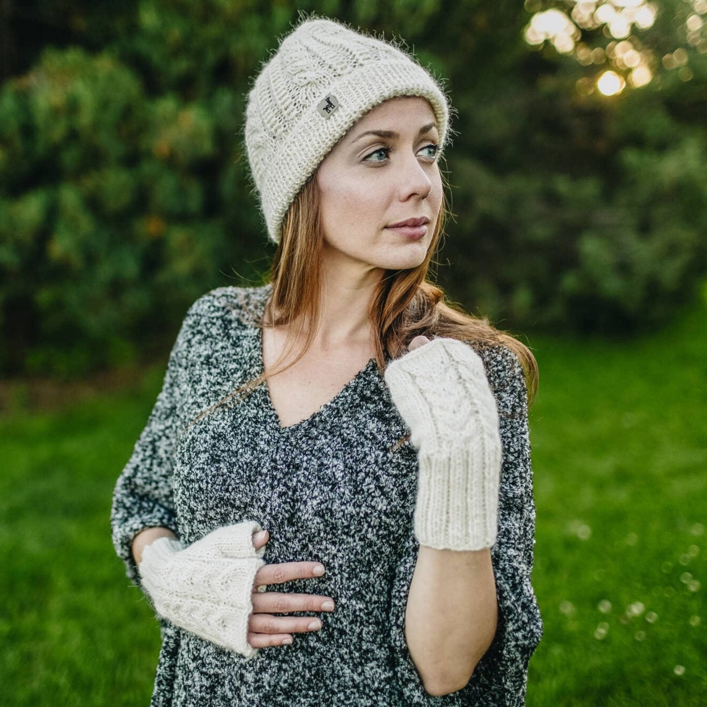 POKOLOKO Hand-Knit Alpaca Beanie Toque #color_ivory-hand-knit