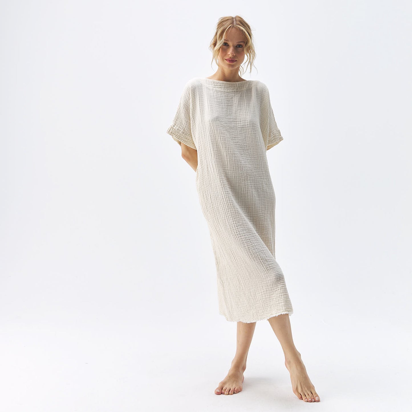 POKOLOKO Crinkle Balloon Dress #color_crinkle-cream