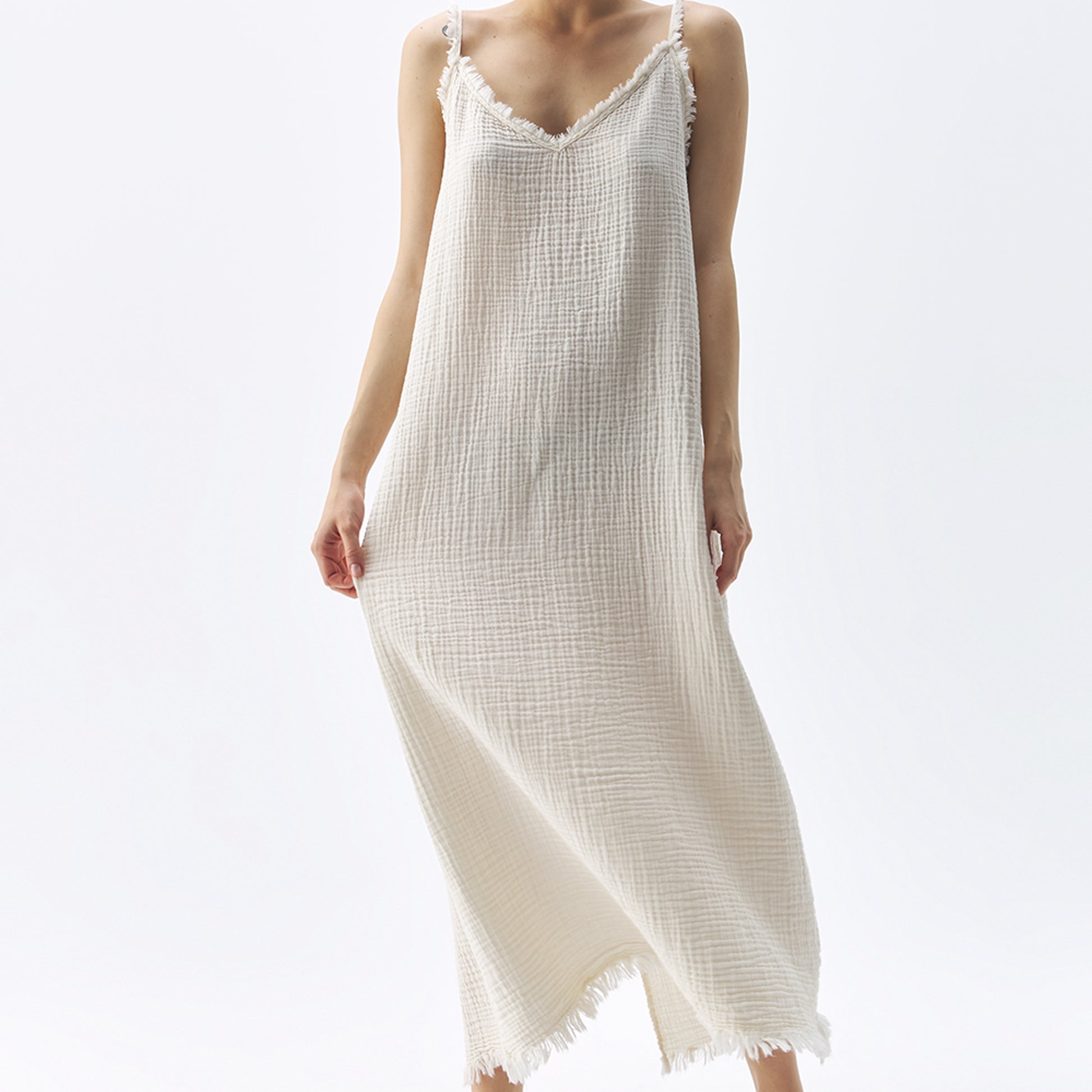 POKOLOKO Crinkle Strappy Dress #color_crinkle-cream