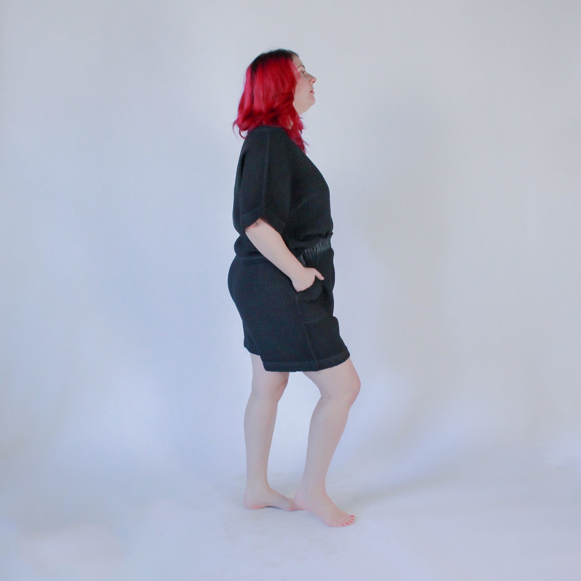 POKOLOKO Crinkle Relaxed Shorts #color_crinkle-black