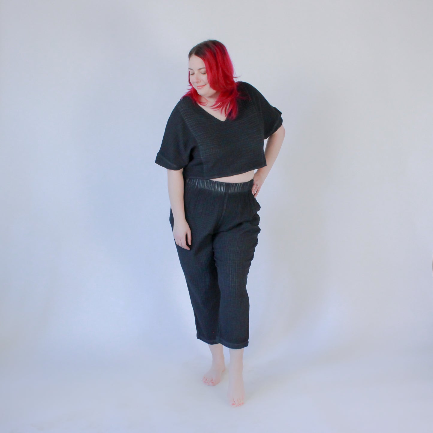 POKOLOKO Crinkle Slouchy Pants #color_crinkle-black