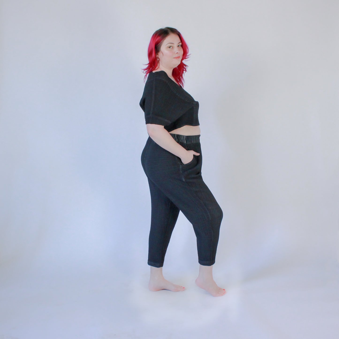 POKOLOKO Crinkle Slouchy Pants #color_crinkle-black