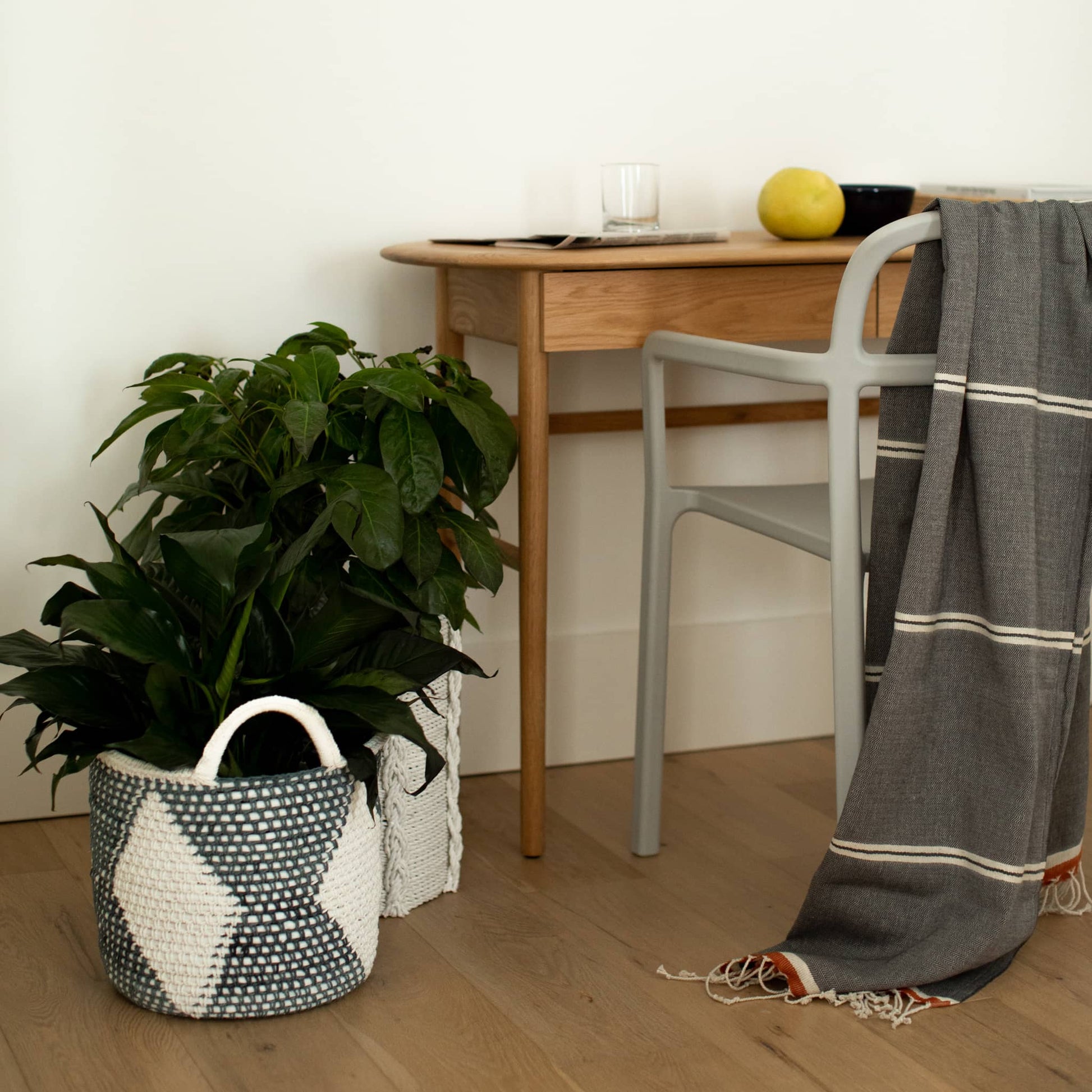 POKOLOKO Cotton Basket #color_grey-white-cotton