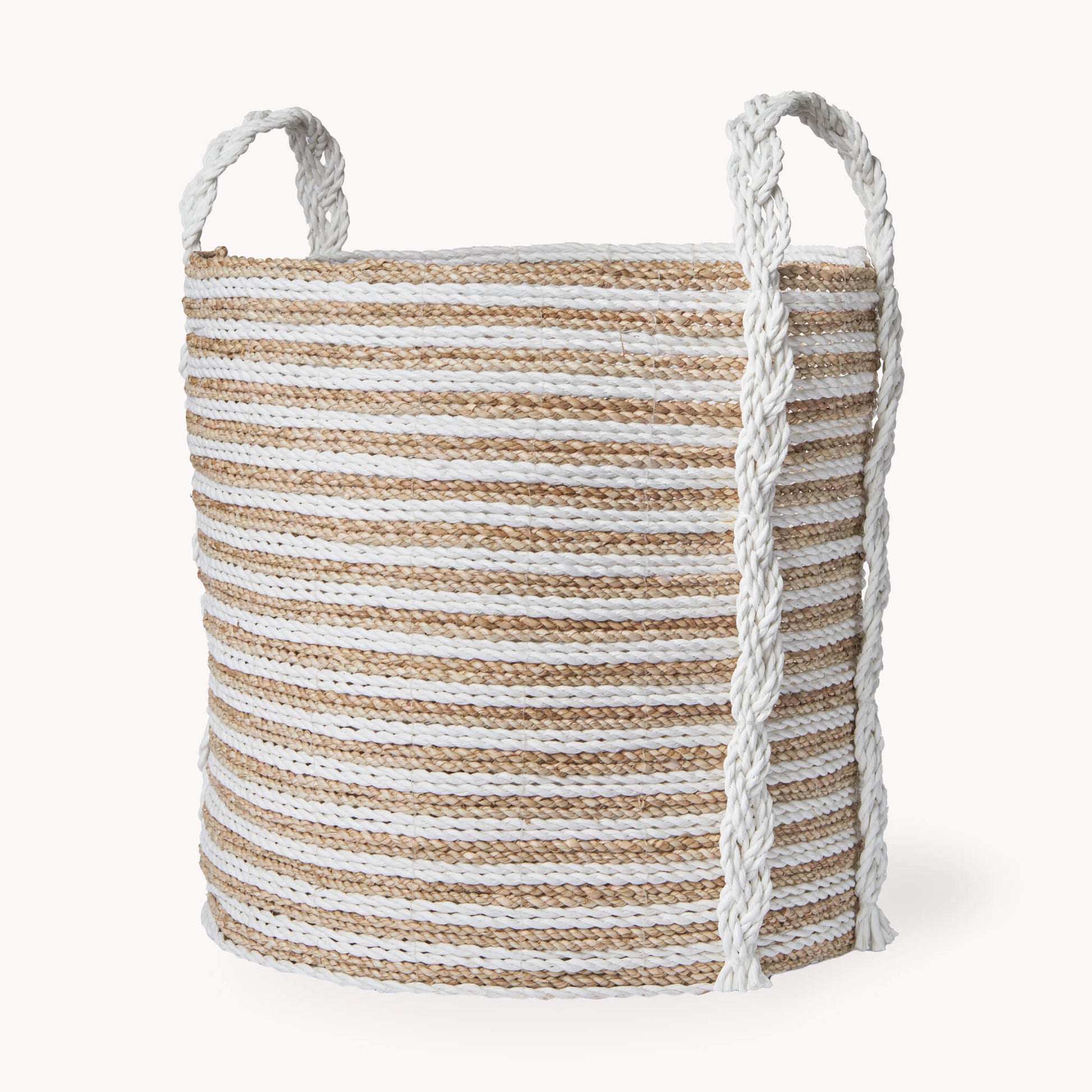 POKOLOKO Handled Seagrass Basket #color_white-natural