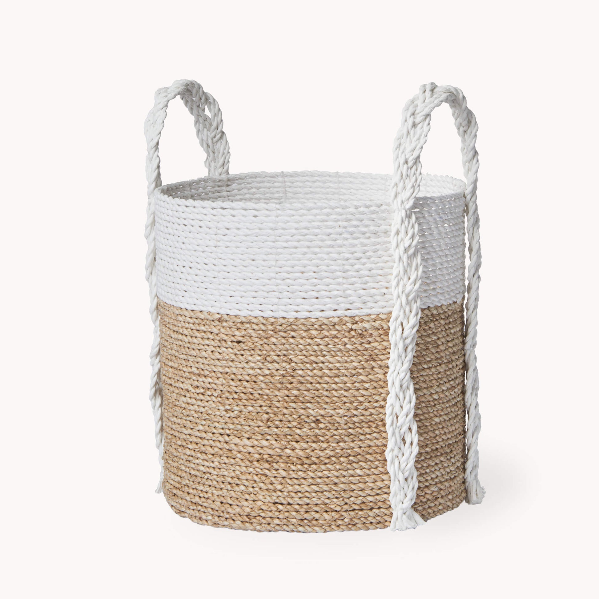 POKOLOKO Handled Seagrass Basket #color_white-natural