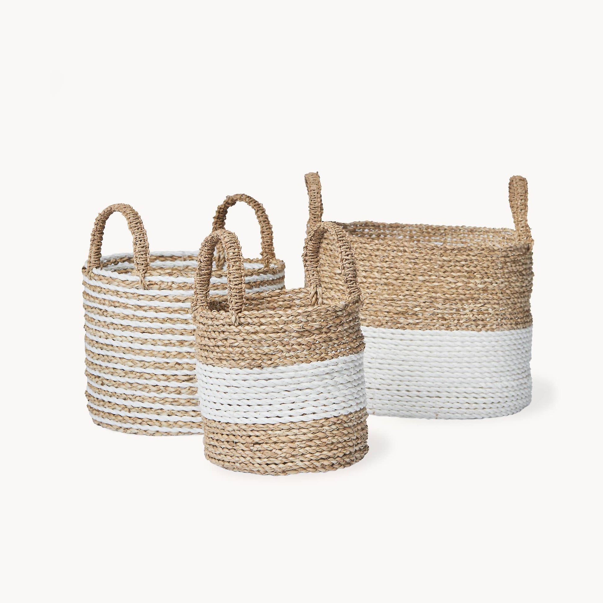 POKOLOKO Handled Basket #color_white-natural
