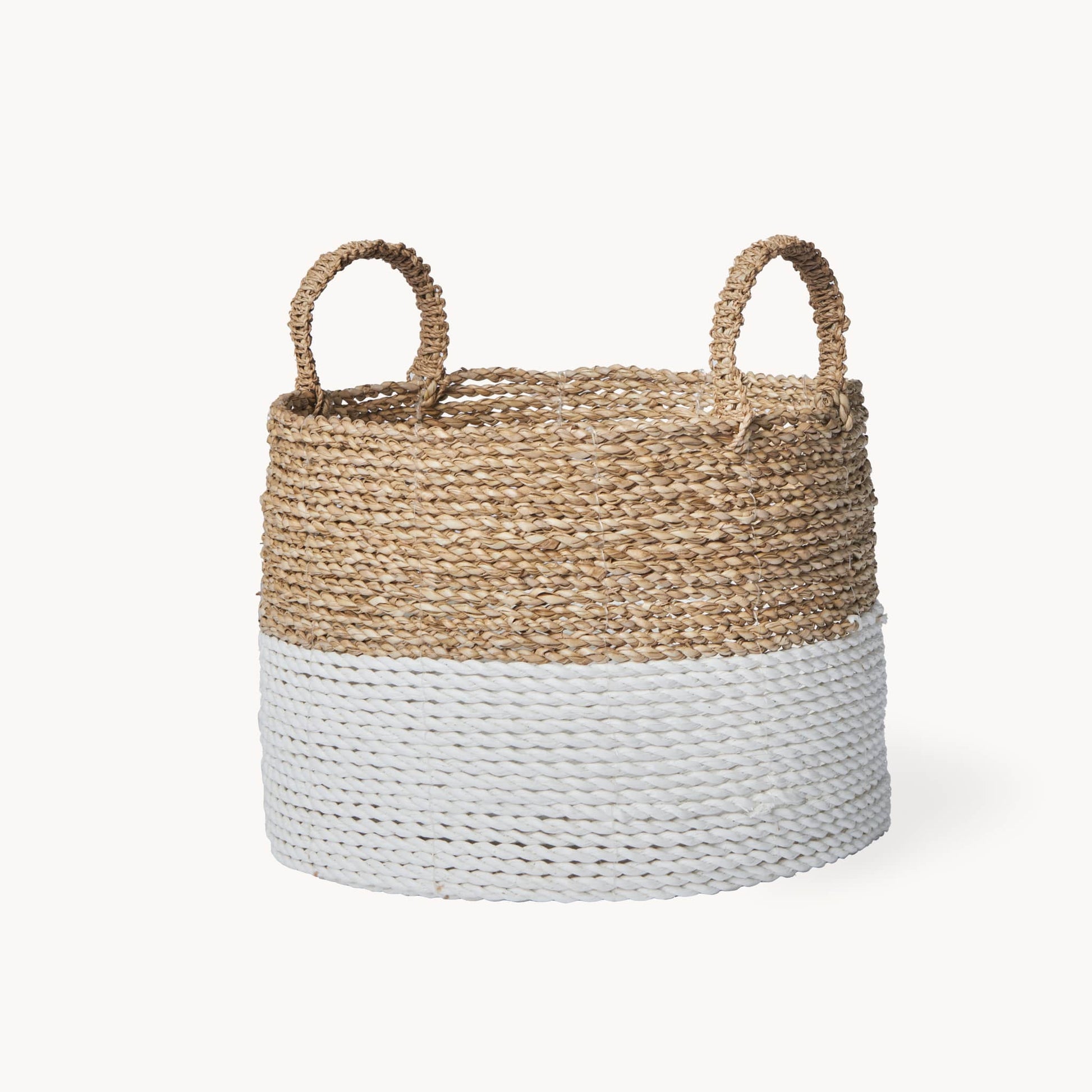 POKOLOKO Handled Basket #color_white-natural