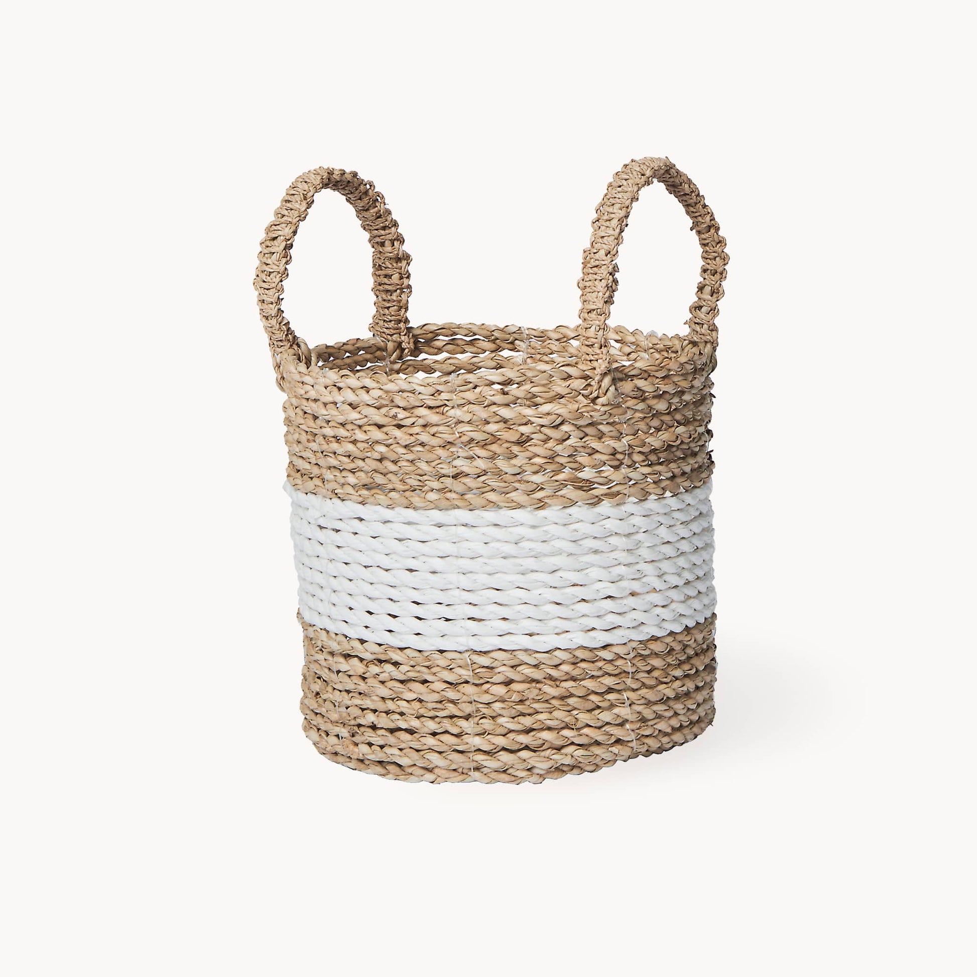 POKOLOKO Handled Basket #color_white-natural