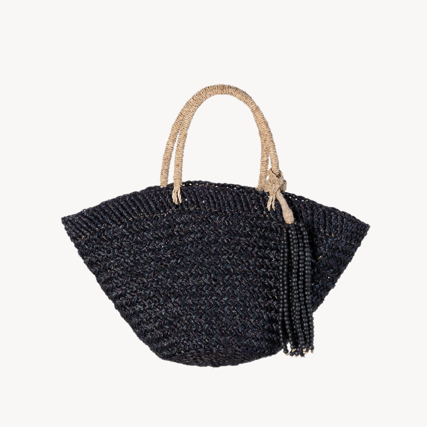 POKOLOKO Handbag With Beaded Tassel #color_black