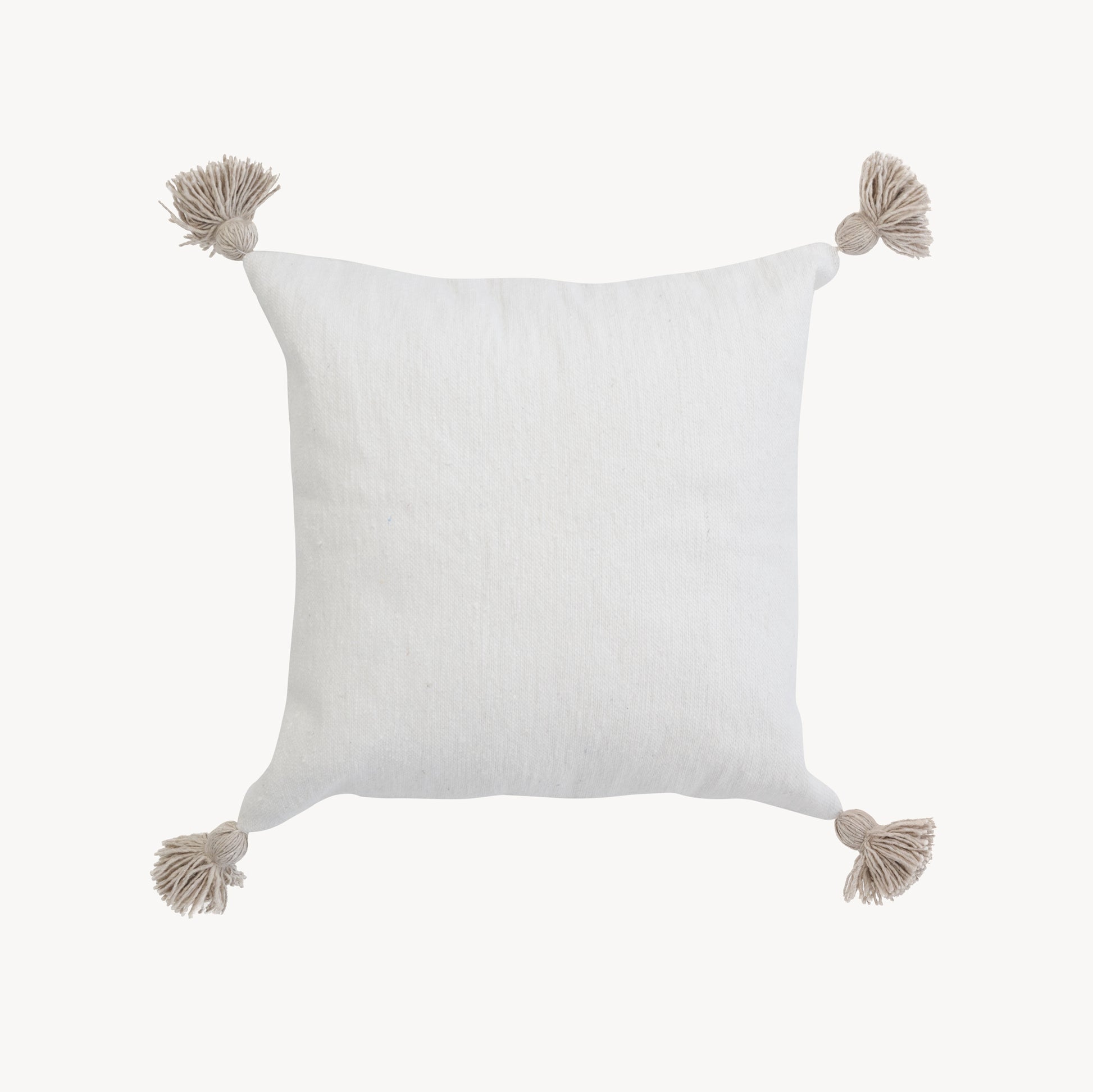 POKOLOKO Solid Moroccan Pom Pom Pillow - 20x20 #color_beige-pom