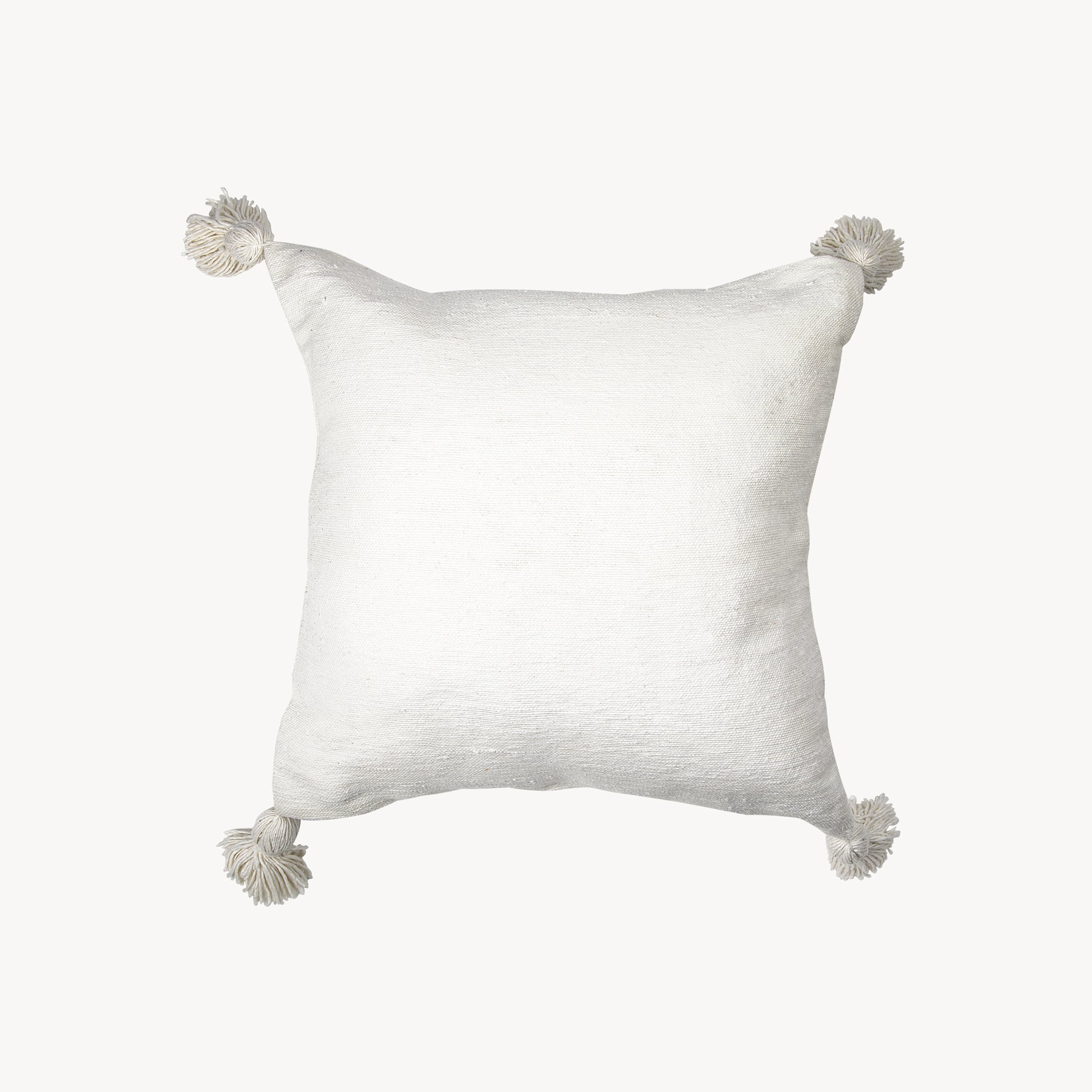 POKOLOKO Solid Moroccan Pom Pom Pillow - 20x20 #color_white-pom