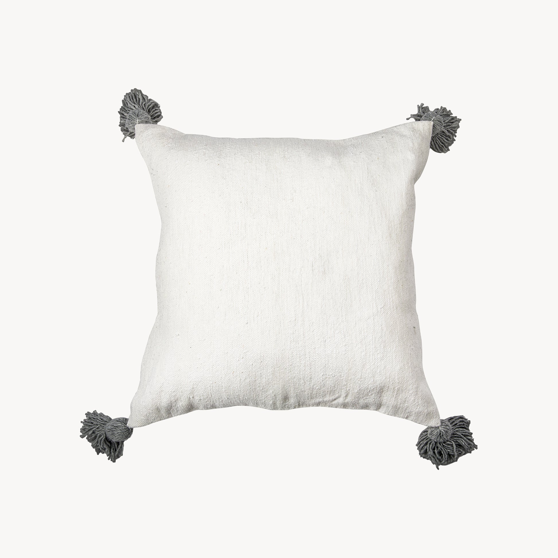 POKOLOKO Solid Moroccan Pom Pom Pillow - 20x20 #color_light-grey-pom