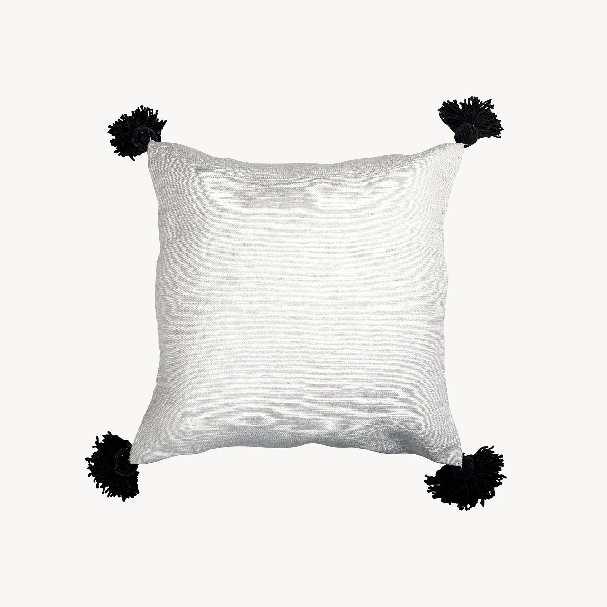 POKOLOKO Solid Moroccan Pom Pom Pillow - 20x20 #color_black-pom