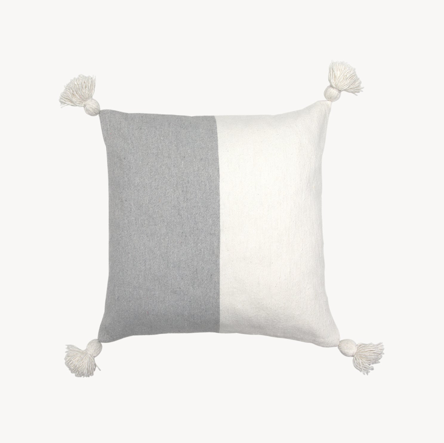 POKOLOKO Half Light Grey Pom Pom Pillow - 20x20" #color_half-light-grey