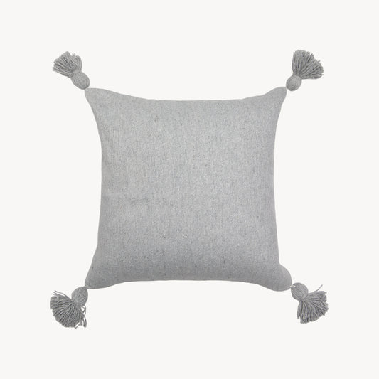 POKOLOKO Solid Moroccan Pom Pom Pillow - 18x18 #color_light-grey-solid-pom-pillow