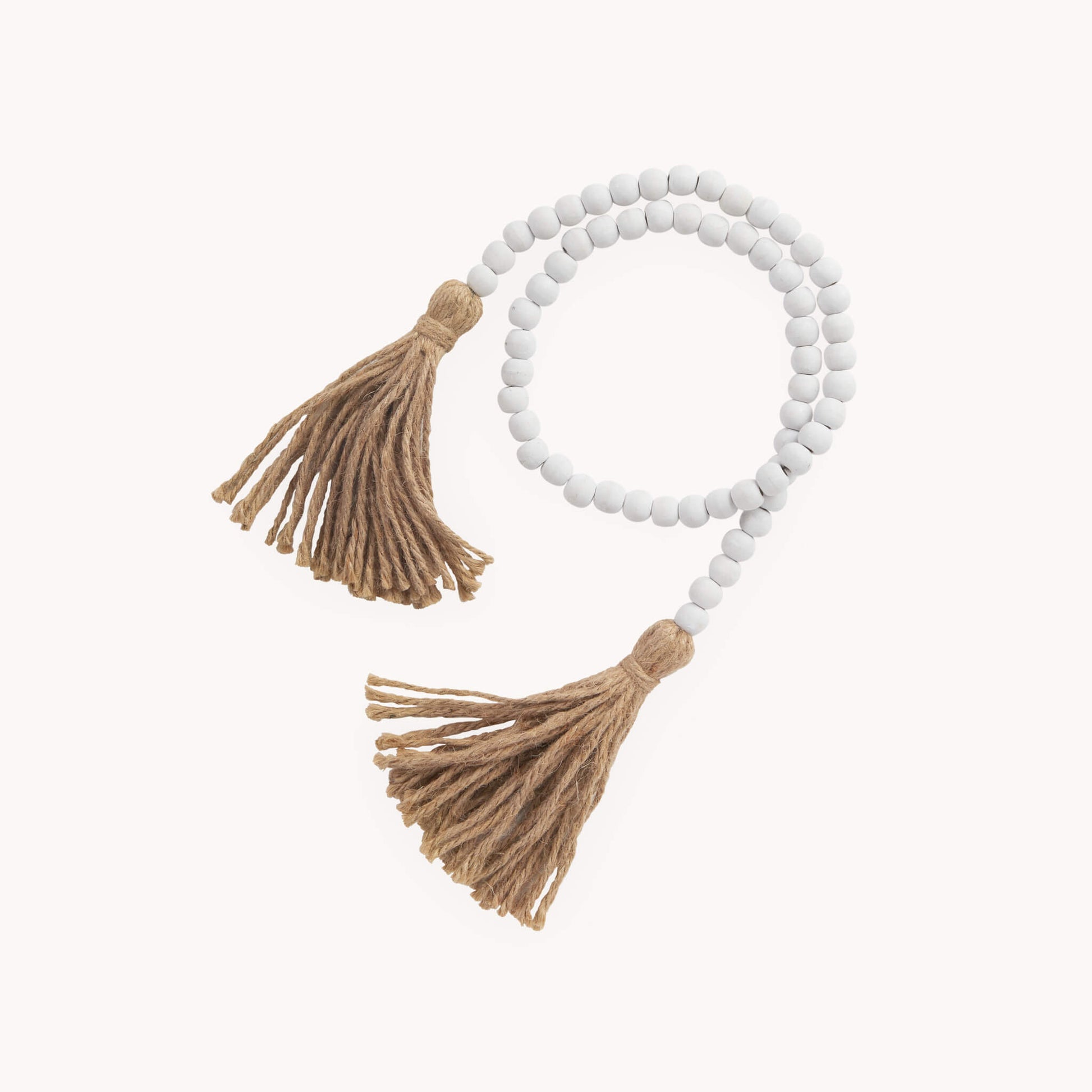 POKOLOKO Beaded Double Tassel #color_white-jute