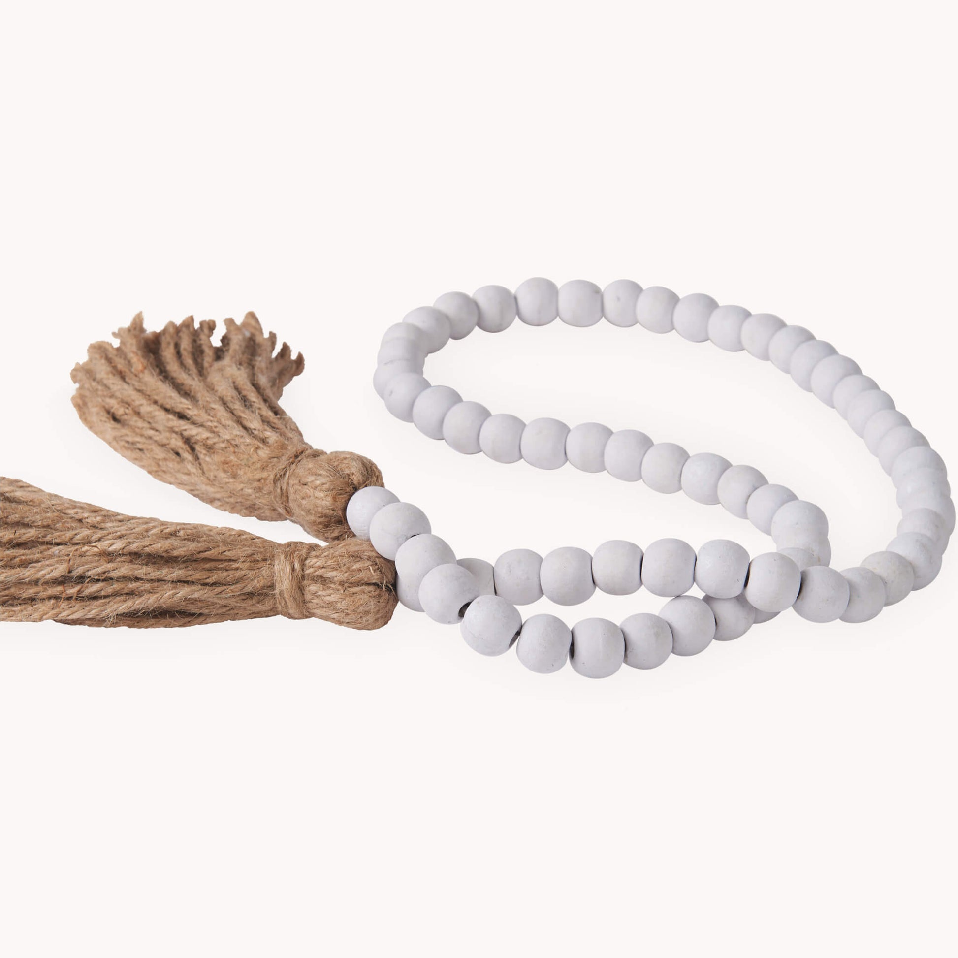 POKOLOKO Beaded Double Tassel #color_white-jute