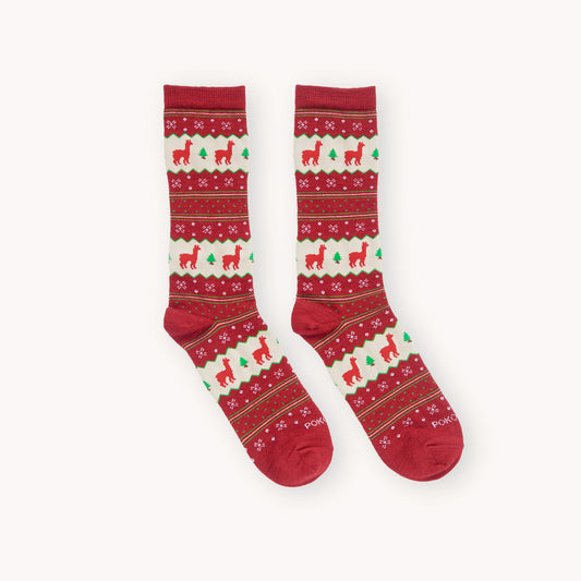 POKOLOKO Holiday Stripe Alpaca Socks #color_red-holiday