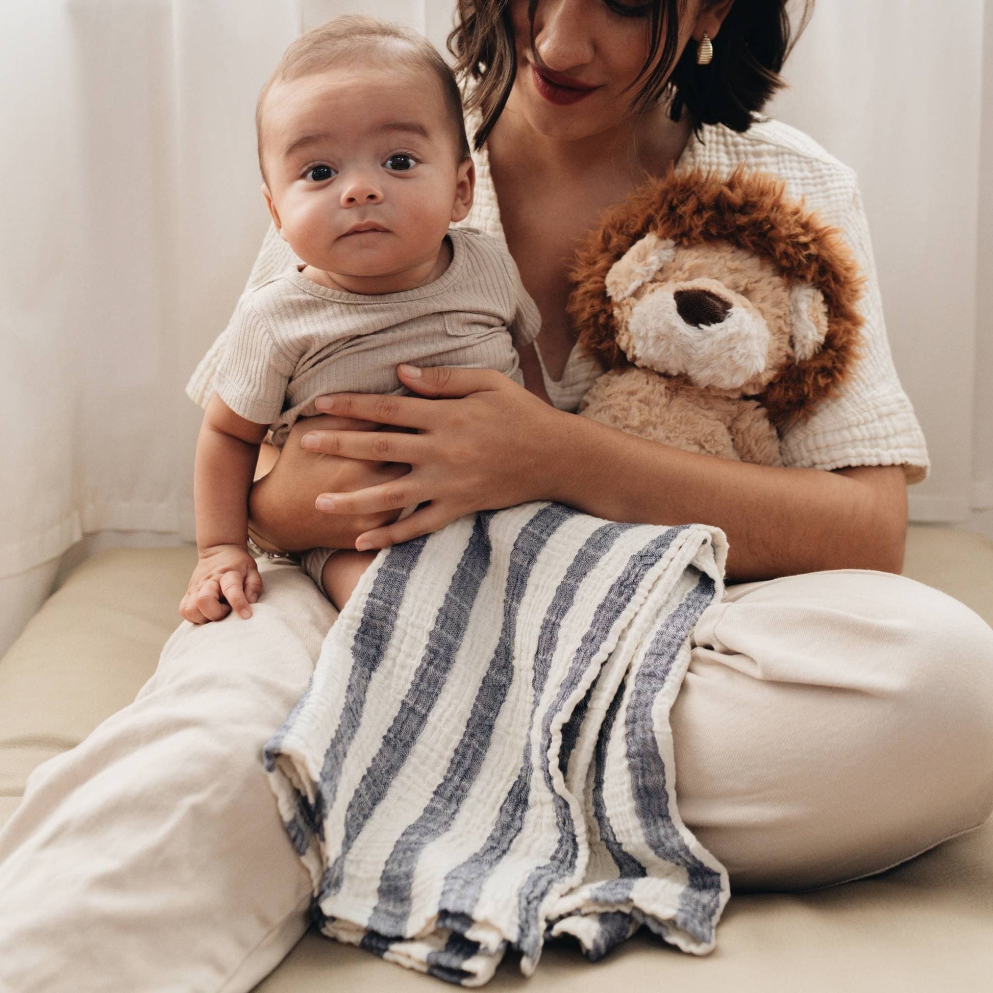 POKOLOKO Sailor Muslin Baby Blanket #color_sailor-denim