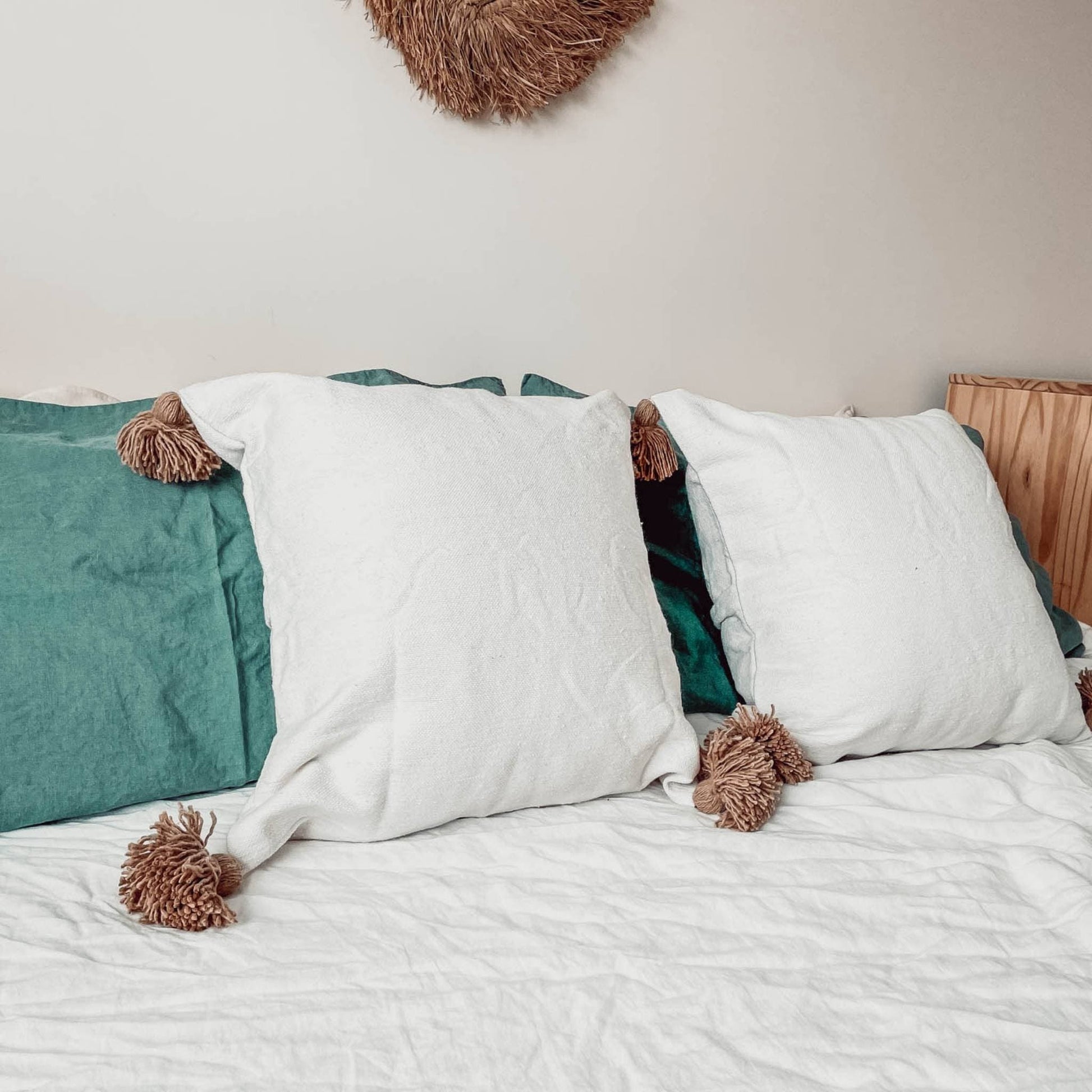 POKOLOKO Solid Moroccan Pom Pom Pillow - 20x20 #color_coco-pom