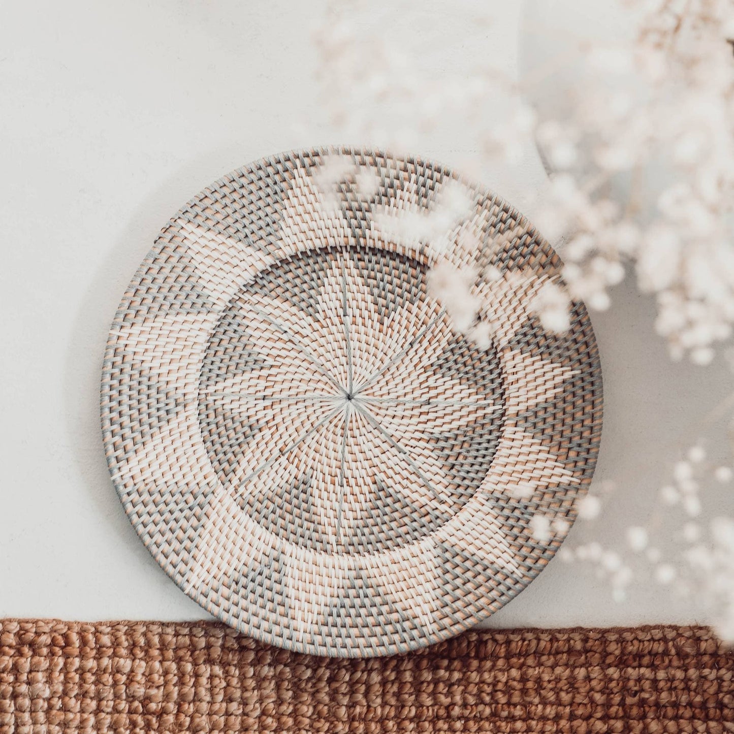 POKOLOKO Rattan Wall Plate #color_plate-grey-cream