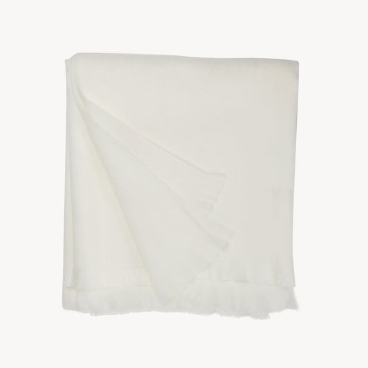 POKOLOKO Solid Fringed Alpaca Throw #color_coconut