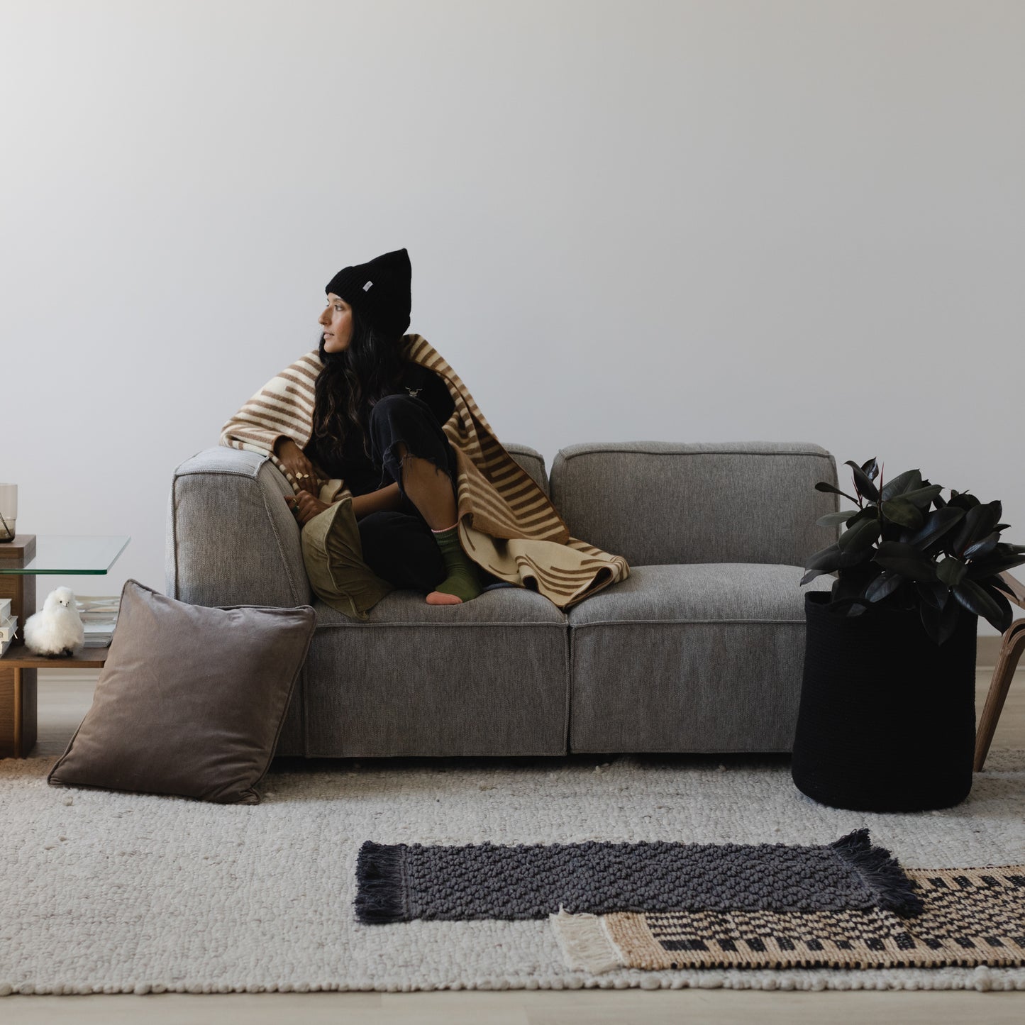 POKOLOKO Diamond Cotton Floor Mat #color_charcoal-diamond