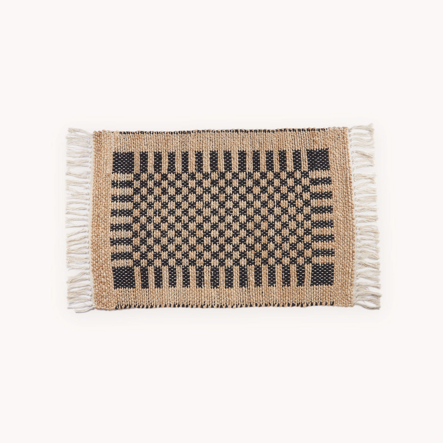 POKOLOKO Check Jute Floor Mat #color_black-check