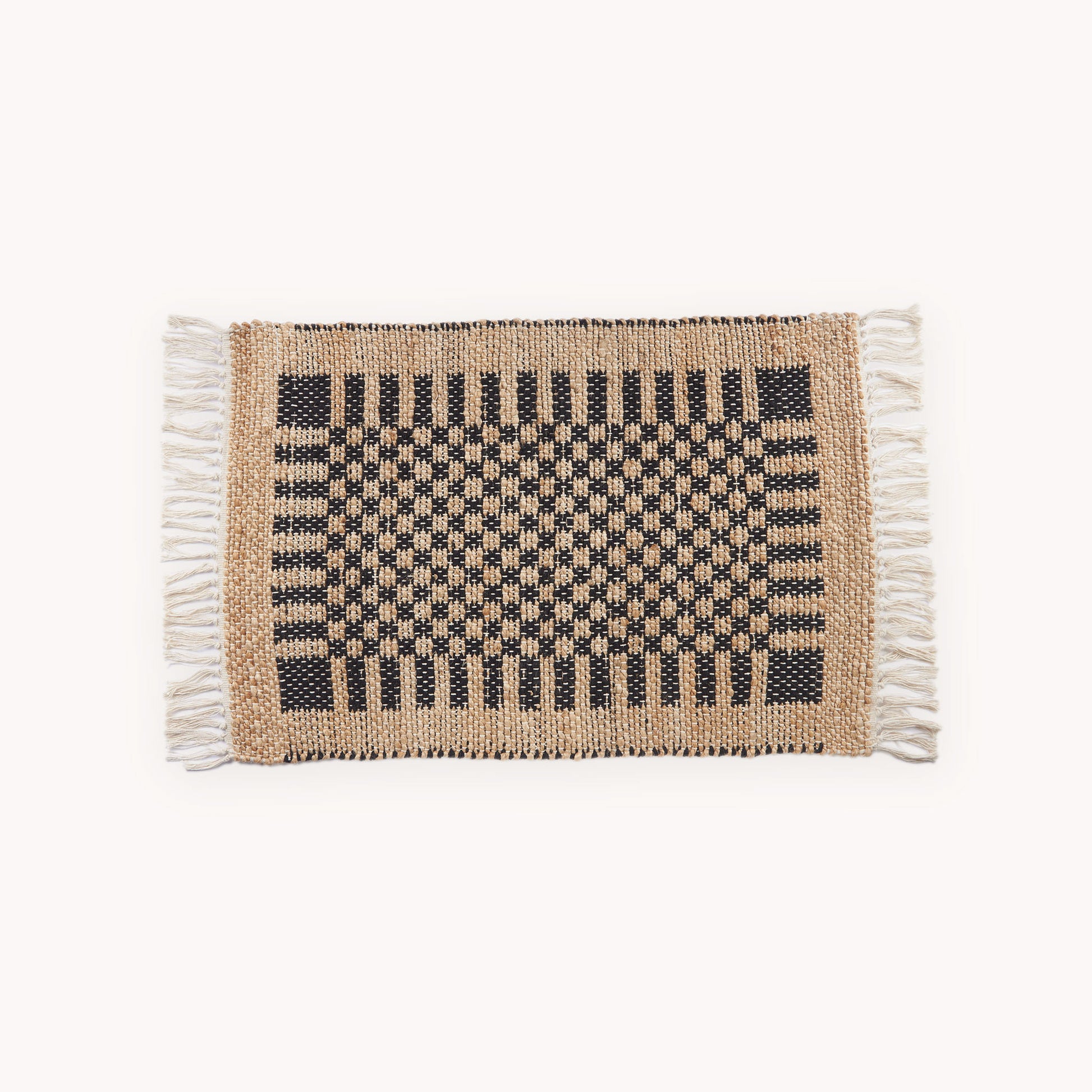 POKOLOKO Check Jute Floor Mat #color_black-check