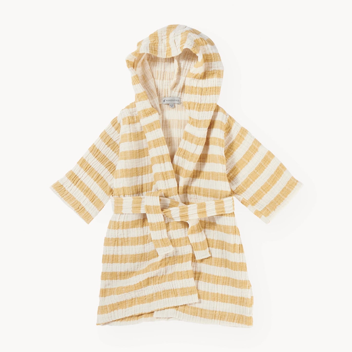 POKOLOKO Striped Crinkle Kids Robe #color_marigold