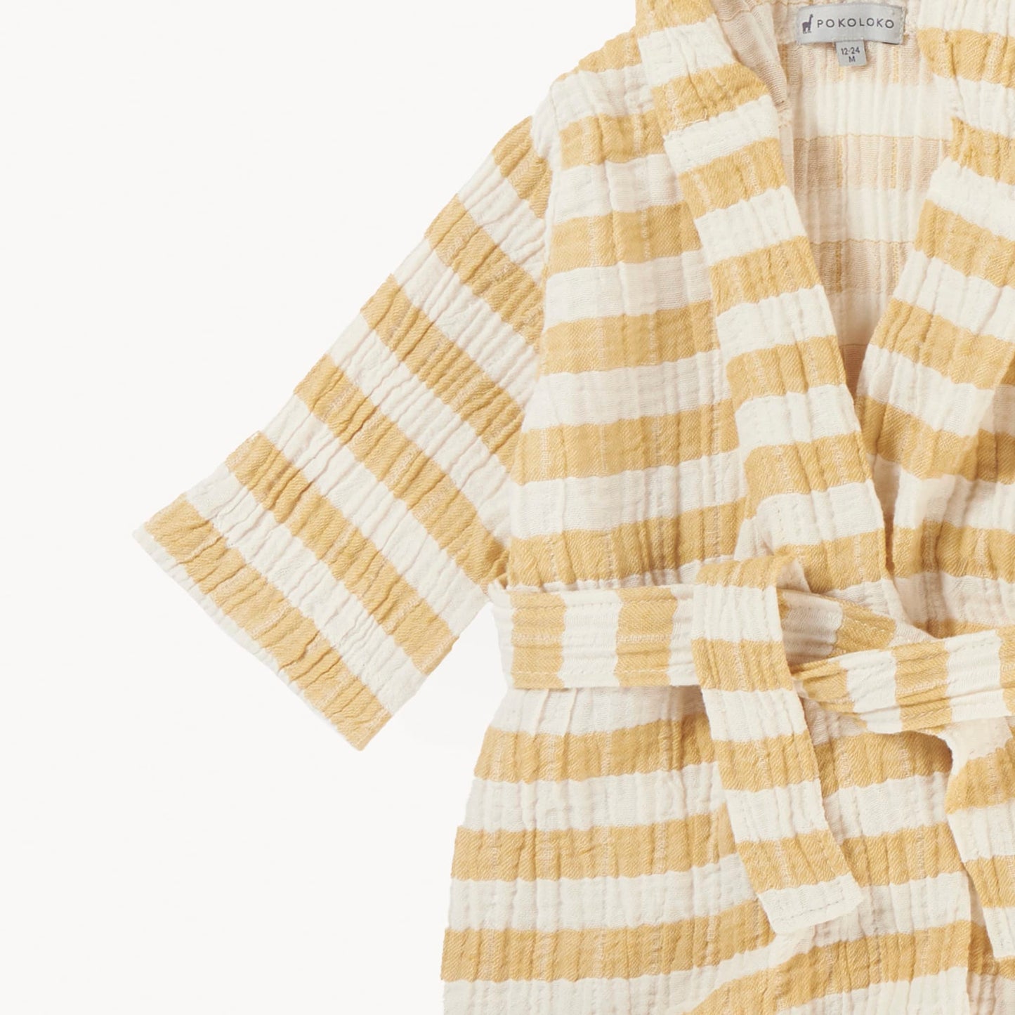 POKOLOKO Striped Crinkle Kids Robe #color_marigold