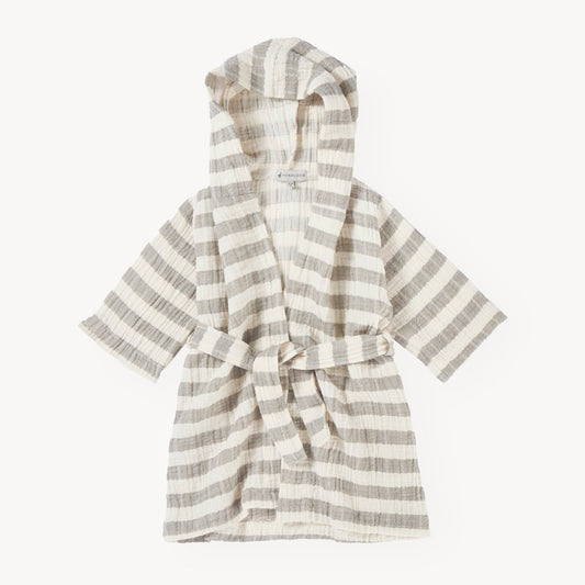 POKOLOKO Striped Crinkle Kids Robe #color_moss