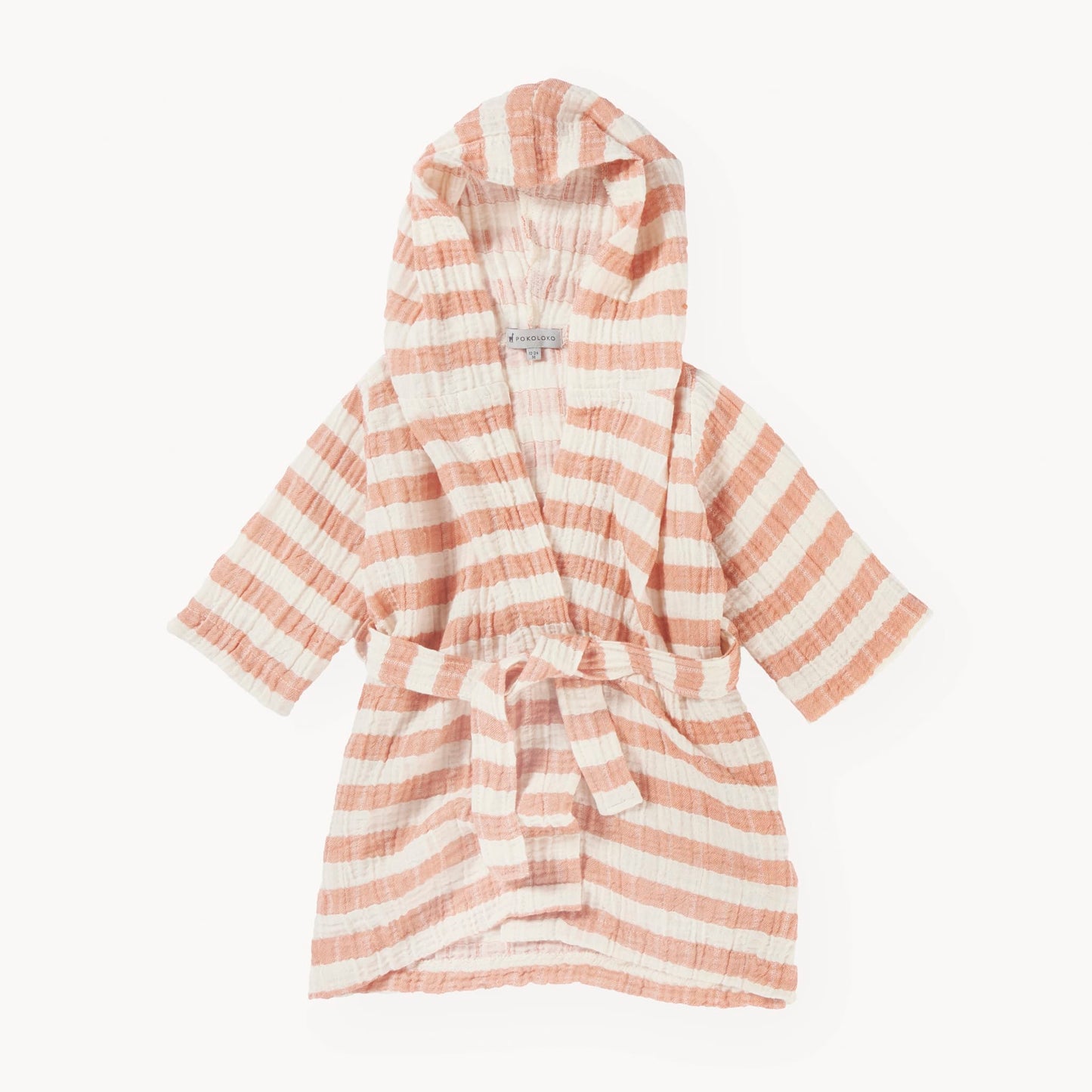 POKOLOKO Striped Crinkle Kids Robe #color_mandarin