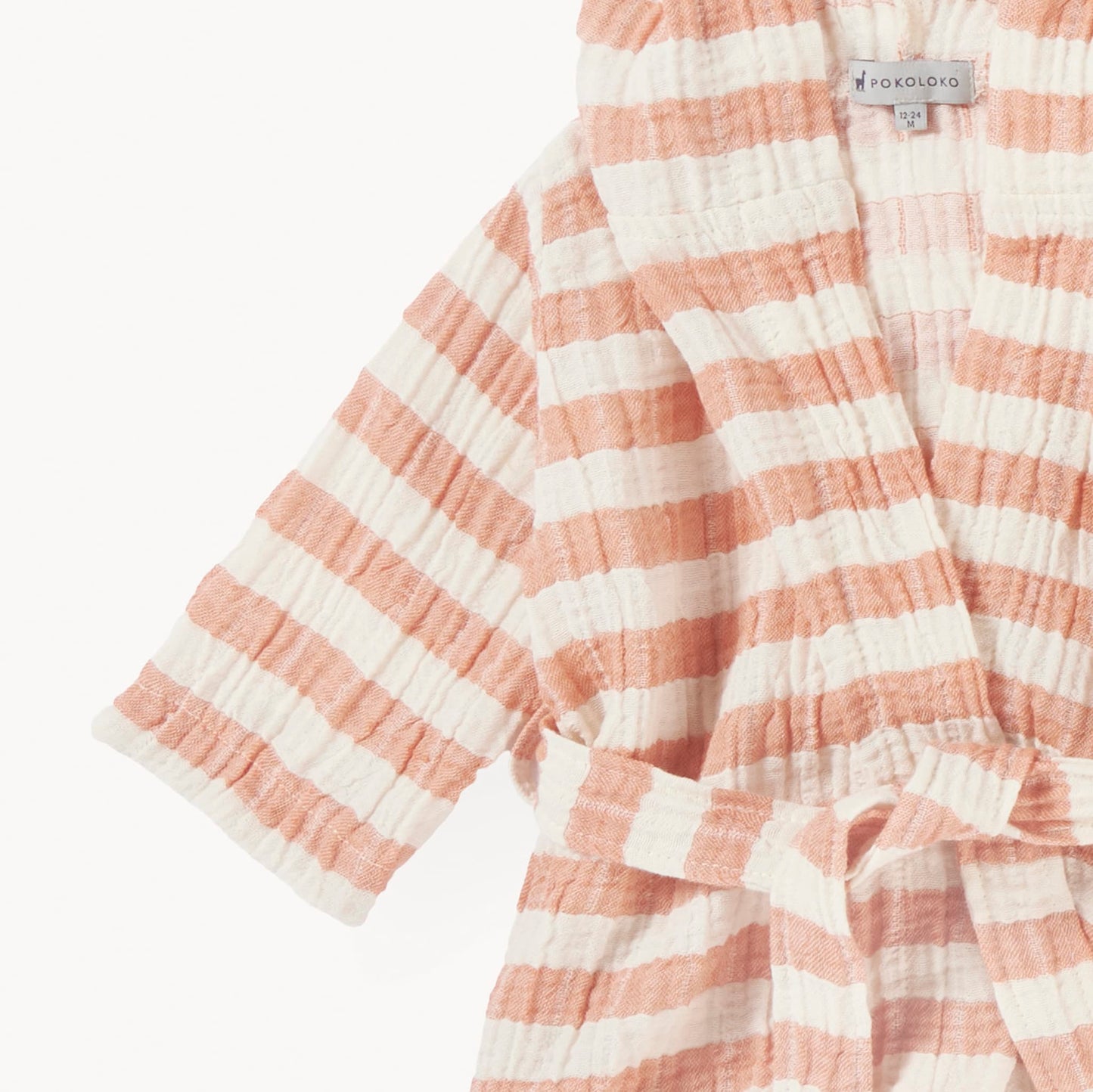 POKOLOKO Striped Crinkle Kids Robe #color_mandarin
