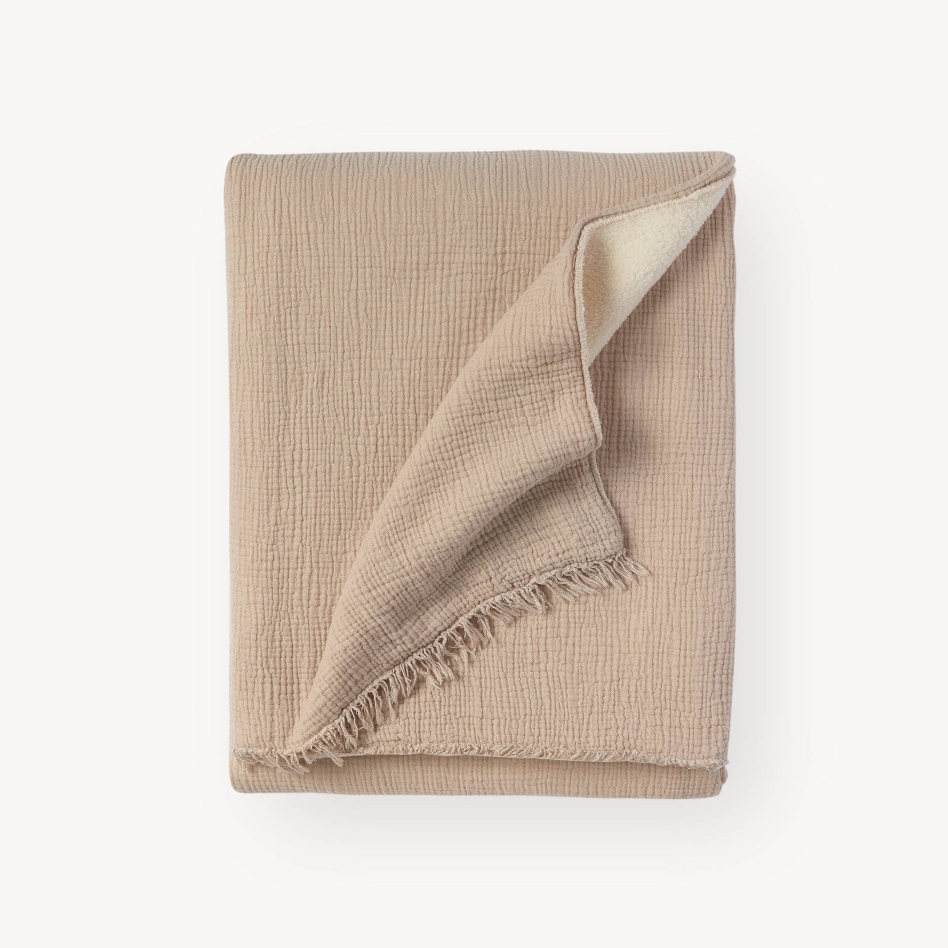 POKOLOKO Crinkle Fleece-Lined Throw #color_crinkle-beige