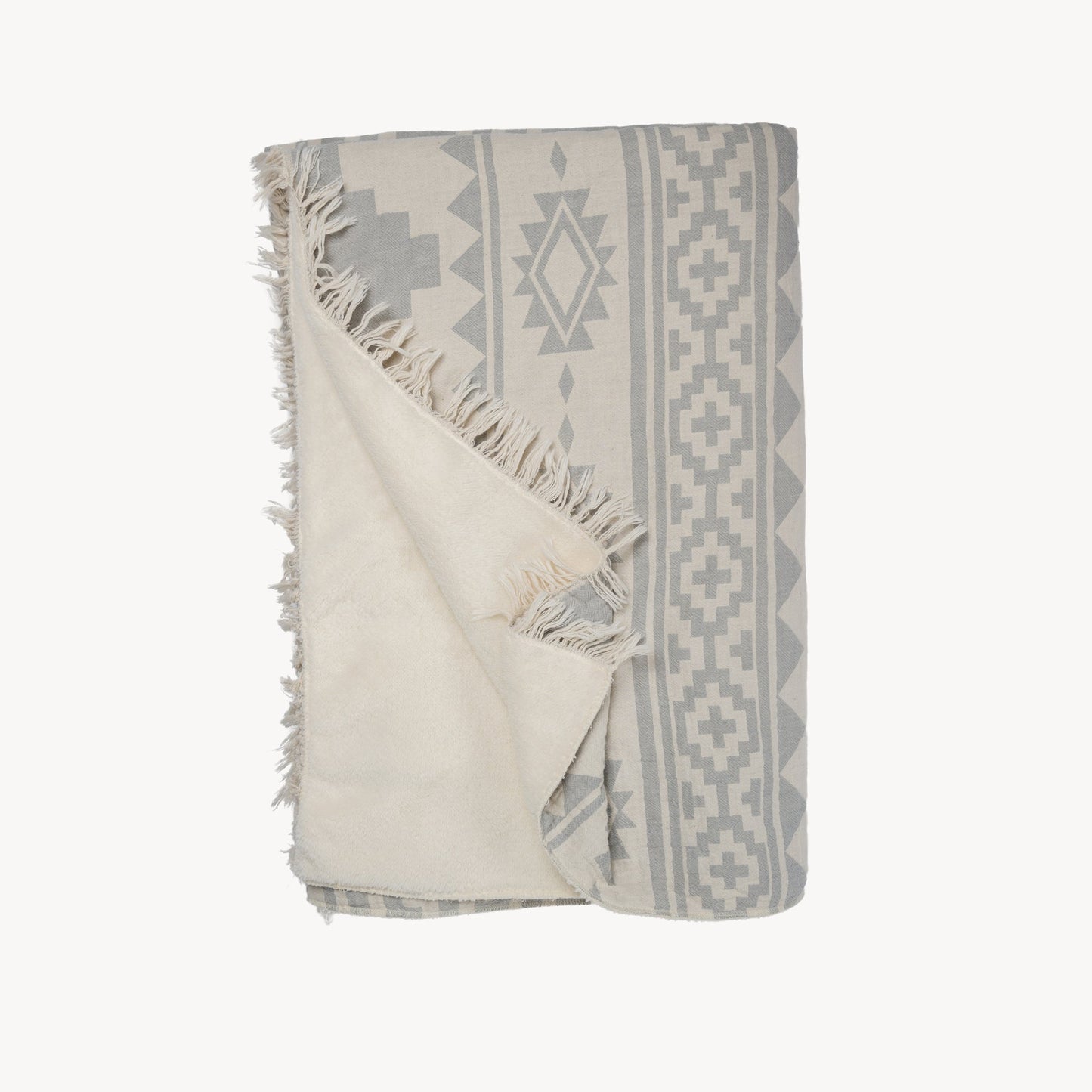 POKOLOKO Atzi Fleece-Lined Throw #color_light-grey-atzi