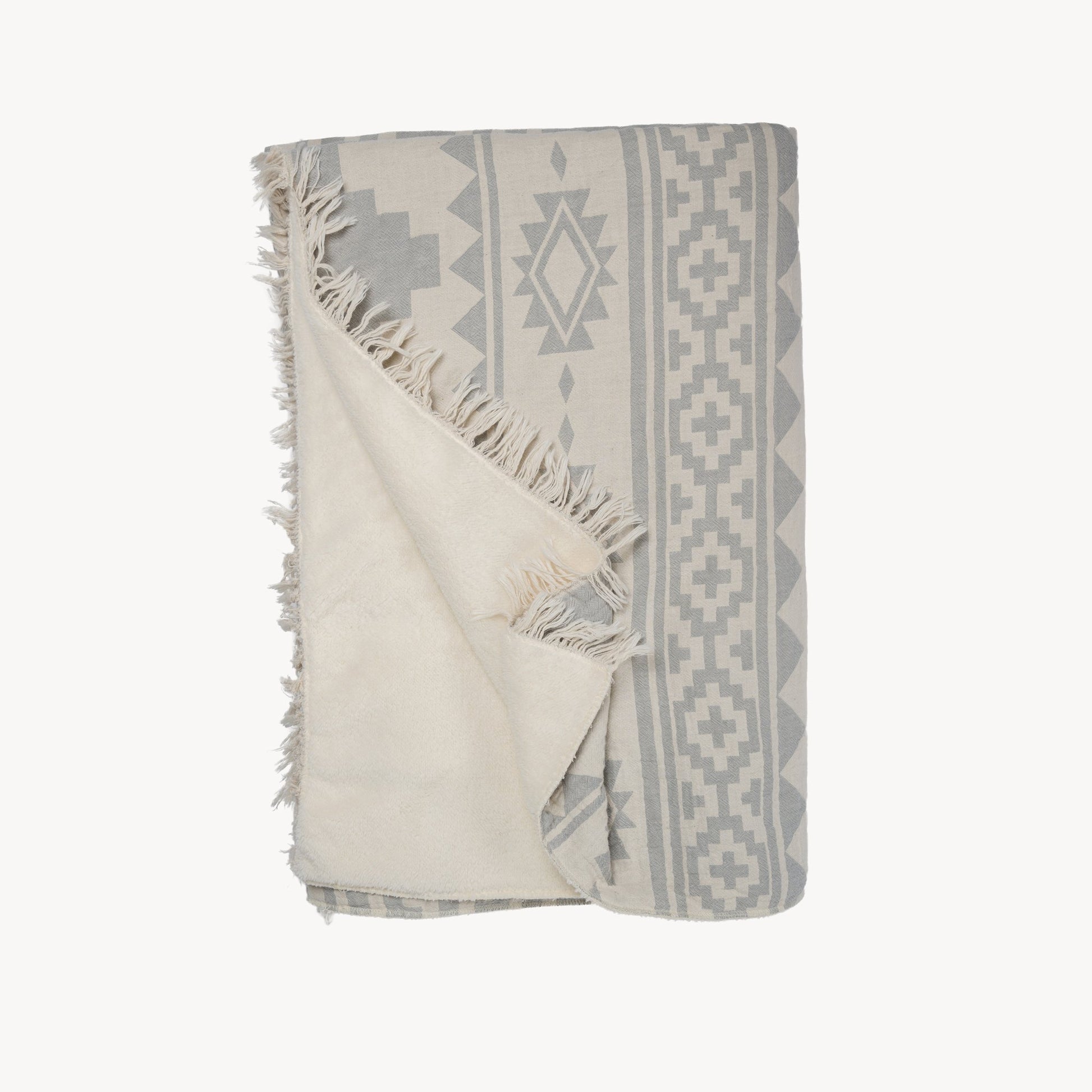 POKOLOKO Atzi Fleece-Lined Throw #color_light-grey-atzi