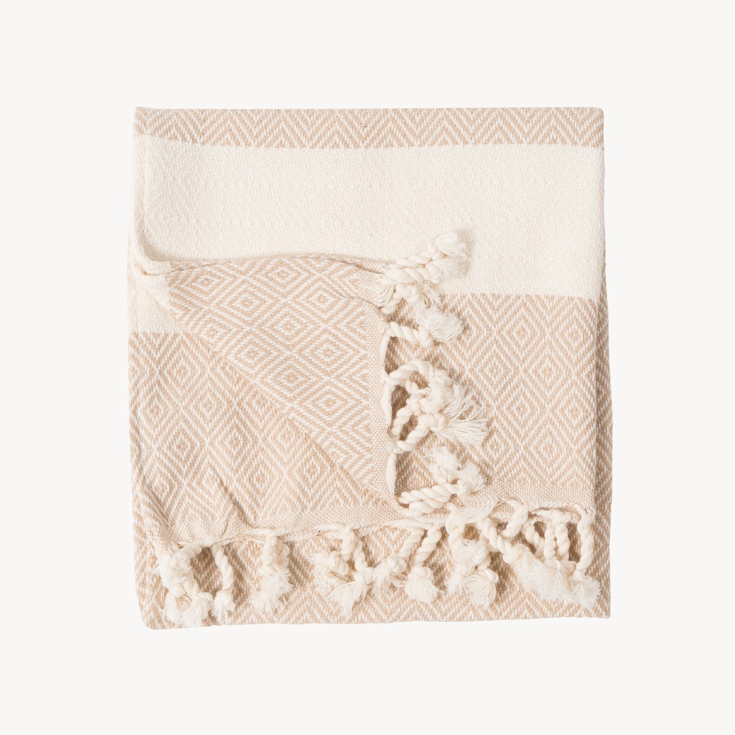 POKOLOKO Diamond Hand Towel #color_cream-diamond