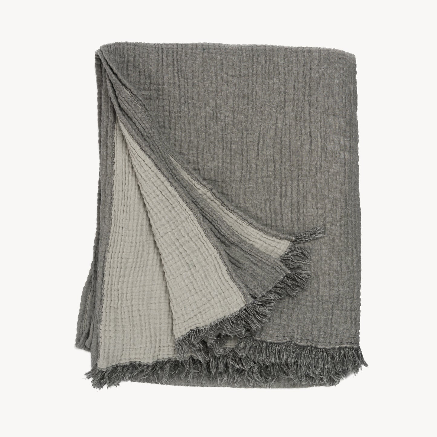 POKOLOKO Solid Crinkle Throw #color_charcoal-grey