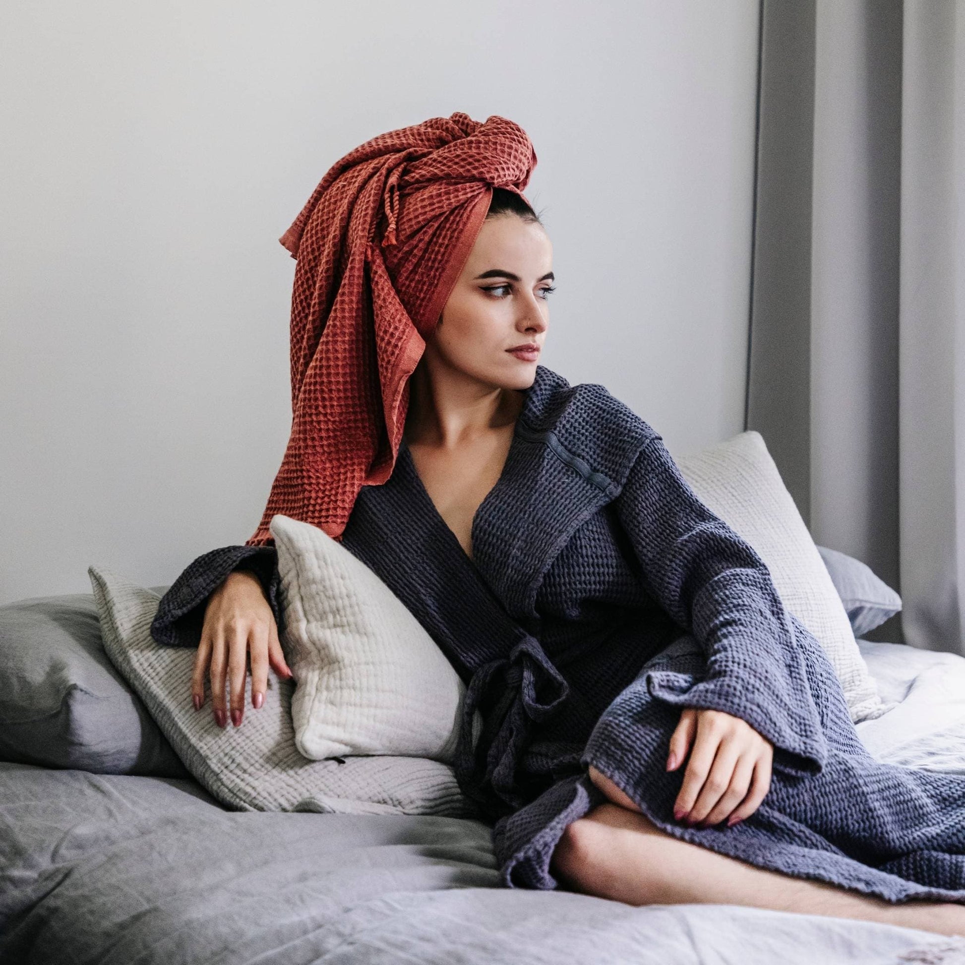 POKOLOKO Stonewashed Waffle Towel #color_stonewashed-terra