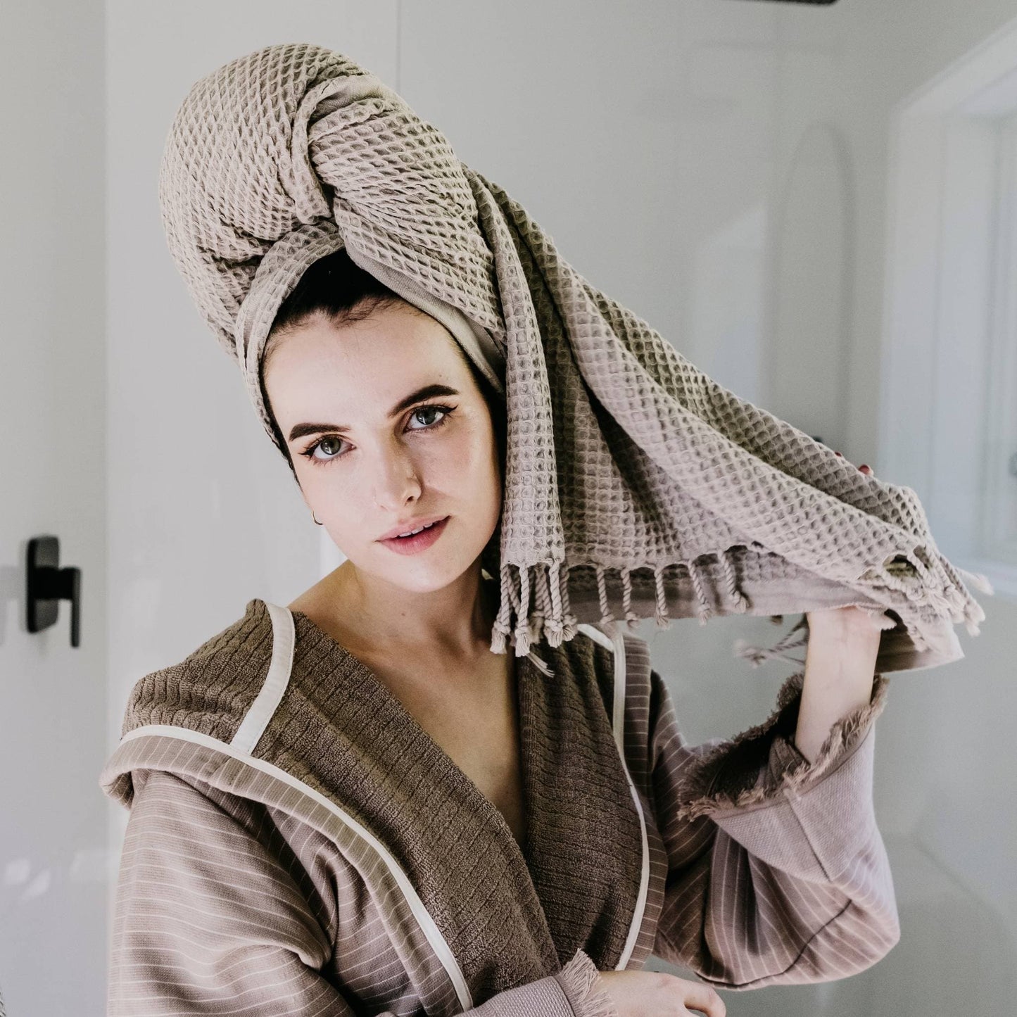 POKOLOKO Stonewashed Waffle Towel #color_stonewashed-clay