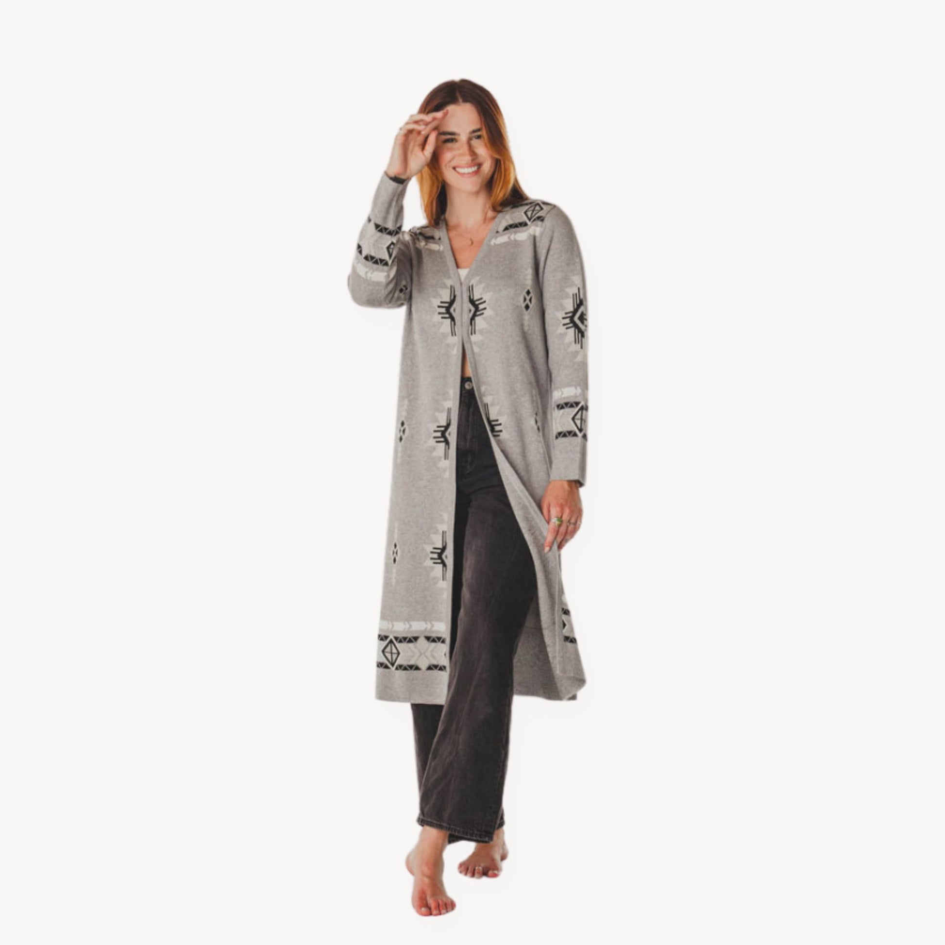 POKOLOKO Long Jacquard Sweater #color_grey-jacquard